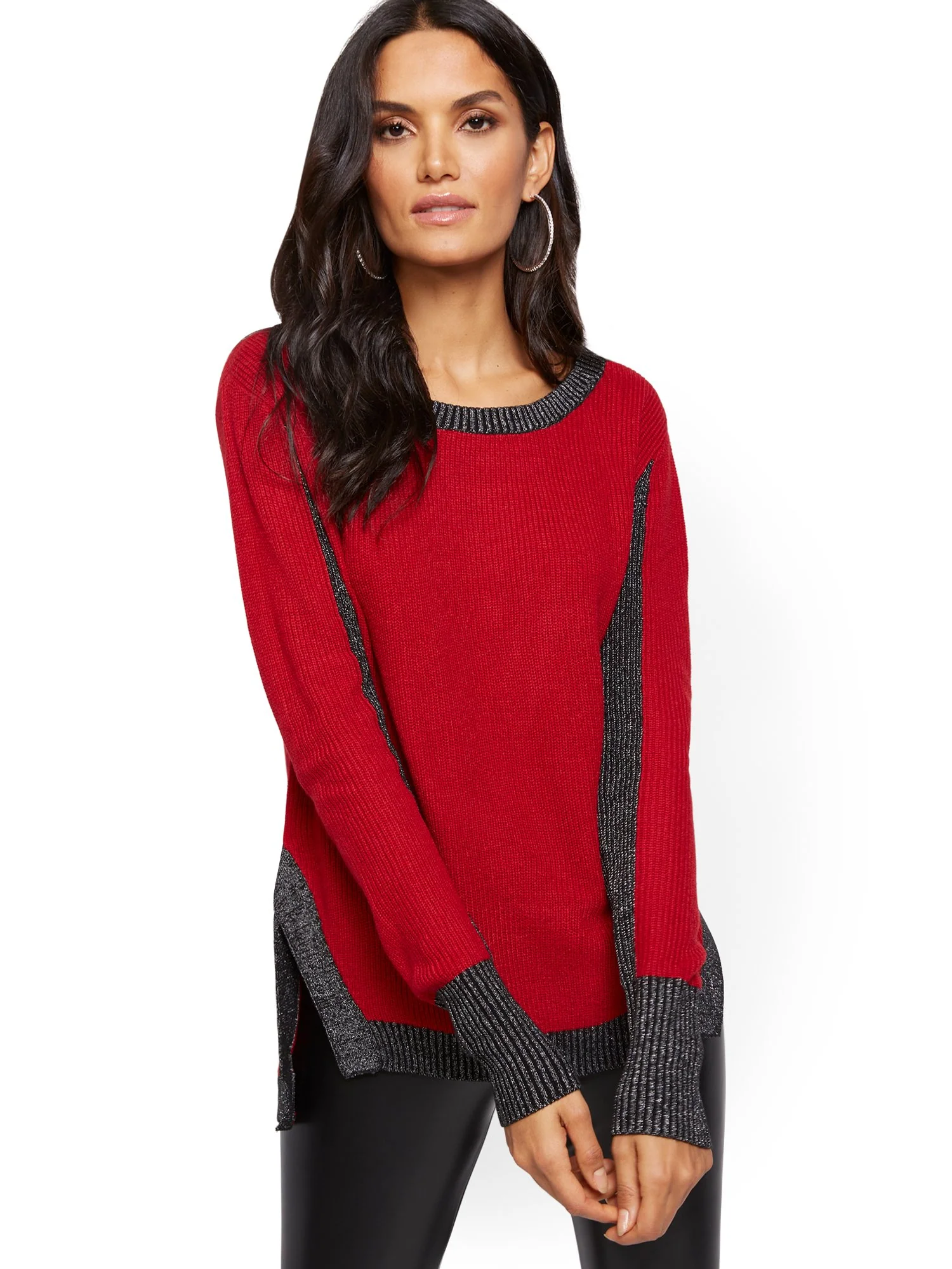 Metallic-Trim Hi-Lo Sweater - Image 5