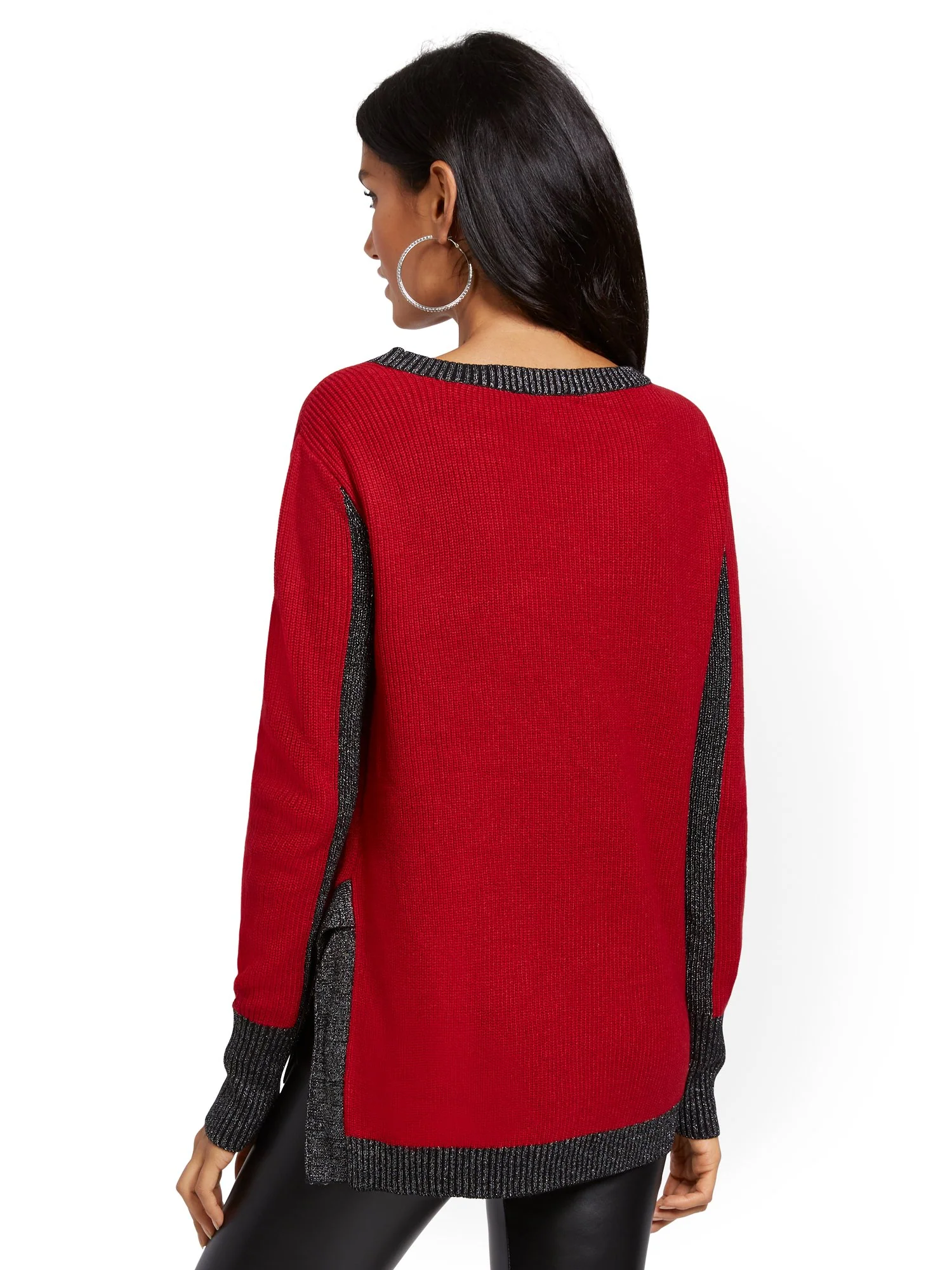 Metallic-Trim Hi-Lo Sweater - Image 6