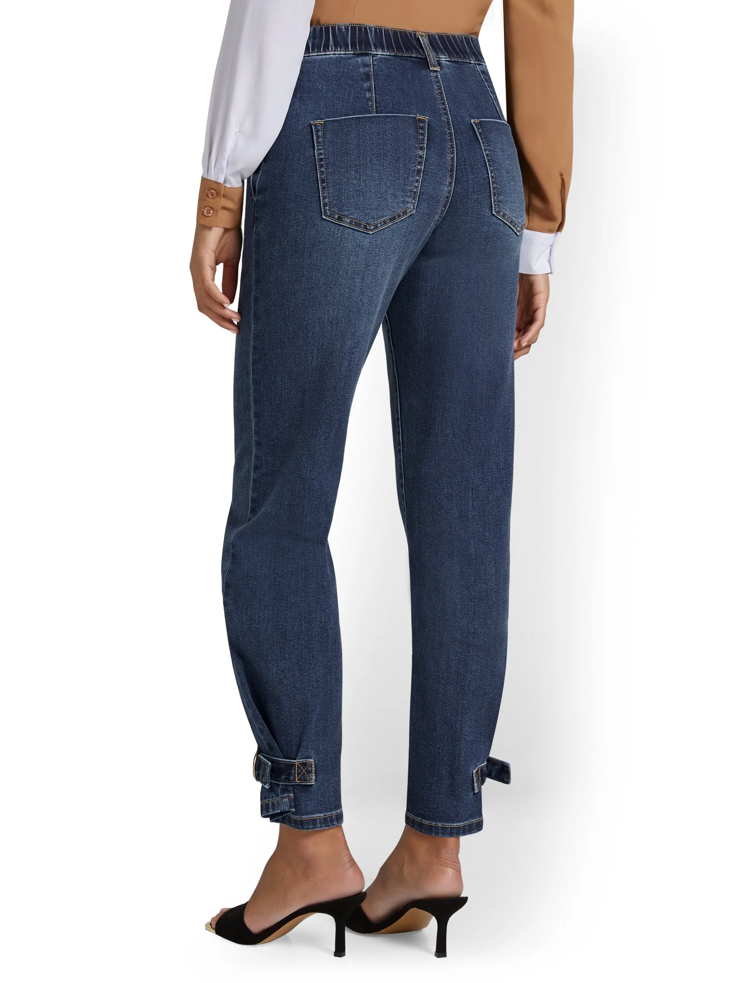Mid-Rise Ankle-Tab Boyfriend Jeans - Medium Blue Wash - Image 3