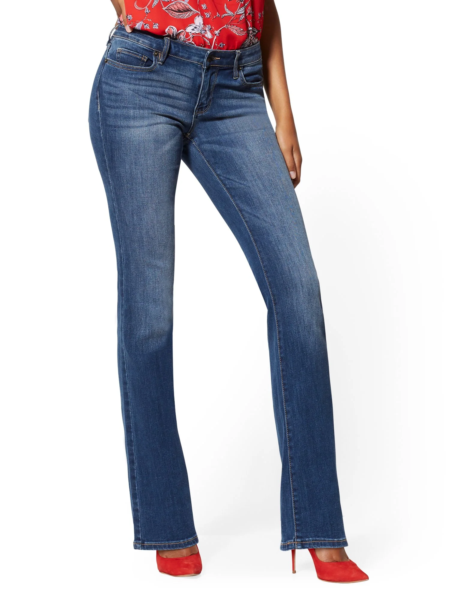 Mid-Rise Curvy Bootcut Jeans - Blue Honey - Image 2
