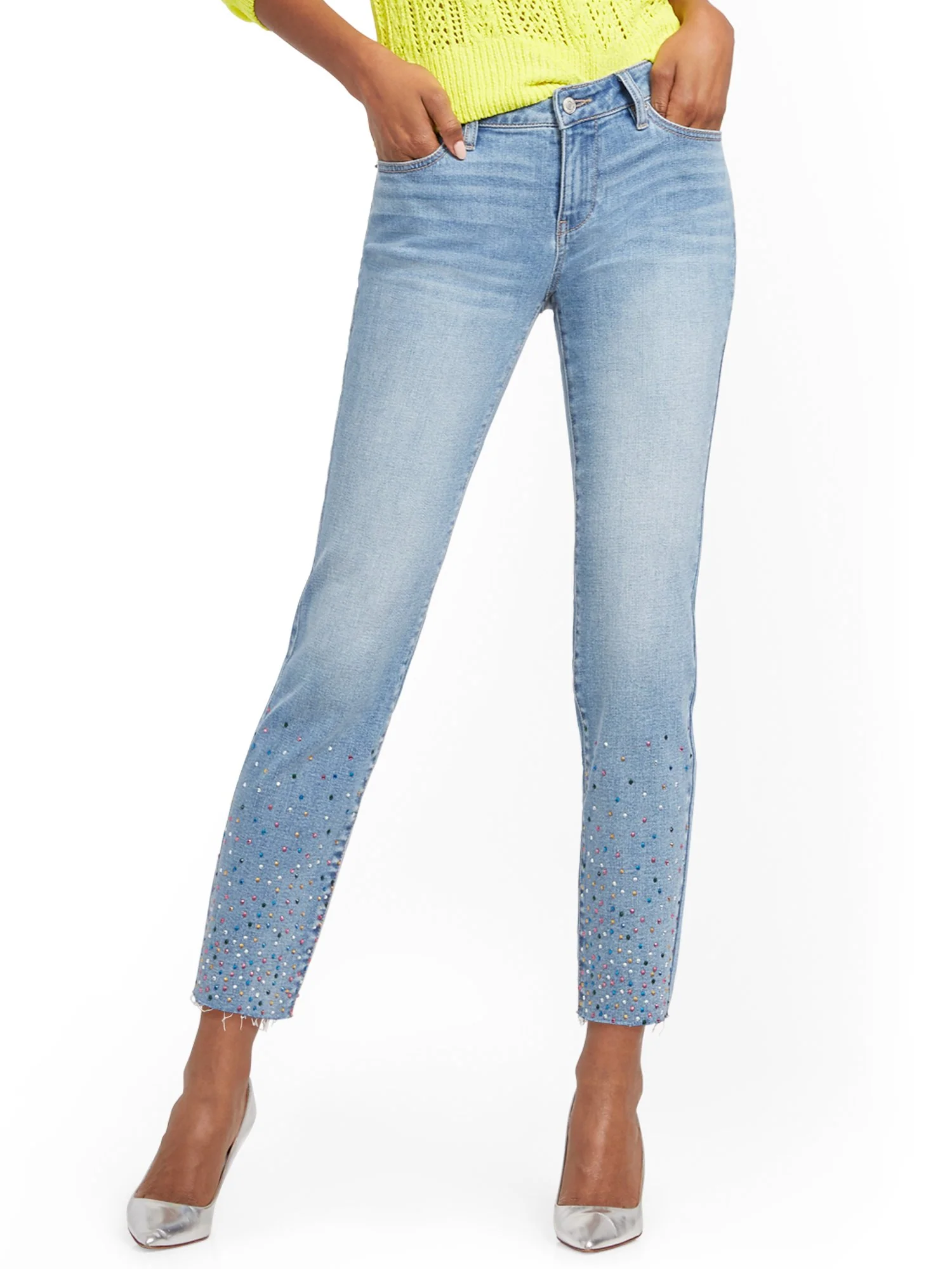 Mid-Rise Curvy Boyfriend Jeans - Platinum Blue - Image 2