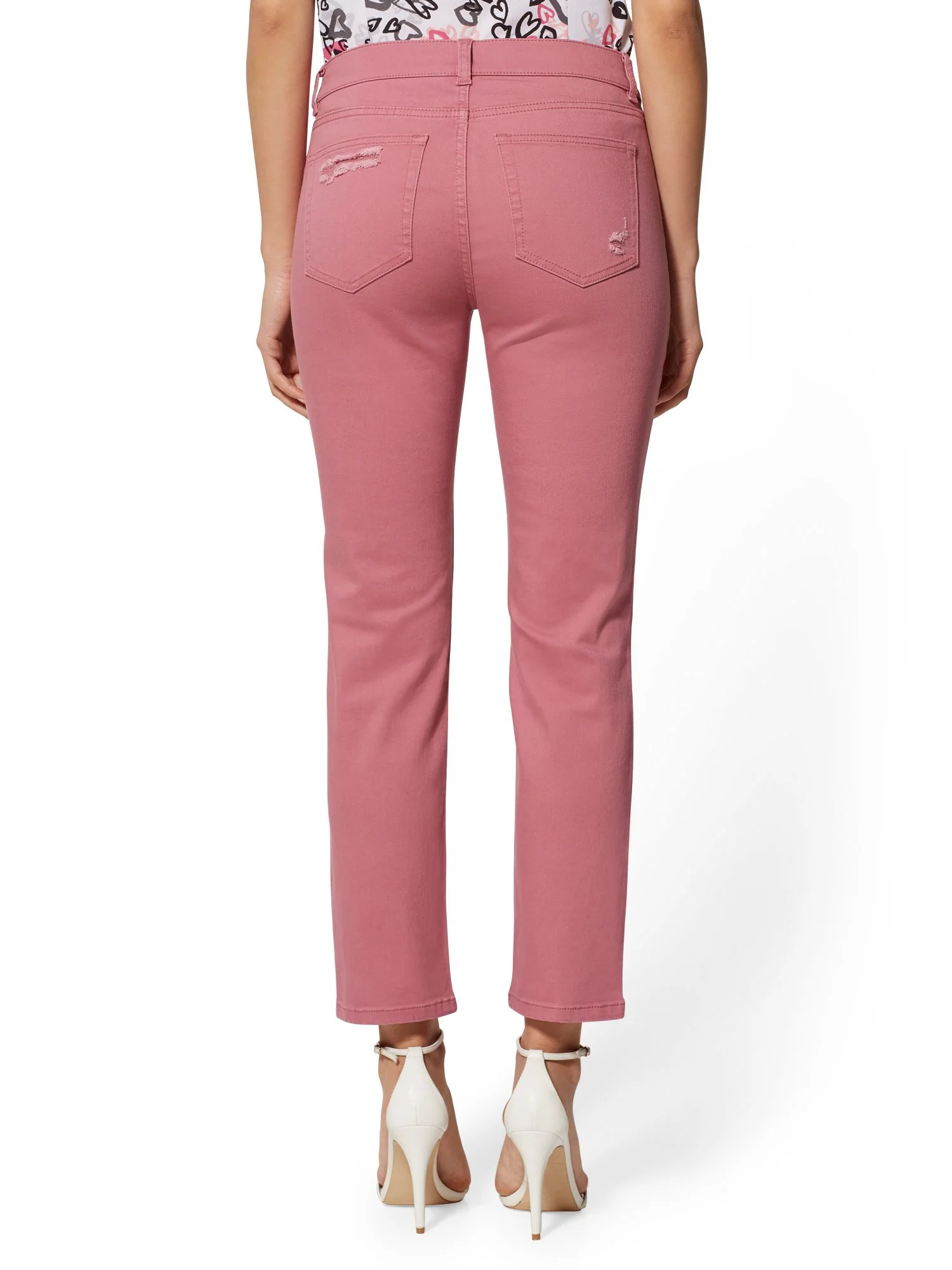 Mid-Rise Destroyed Straight Leg Jeans - Image 3