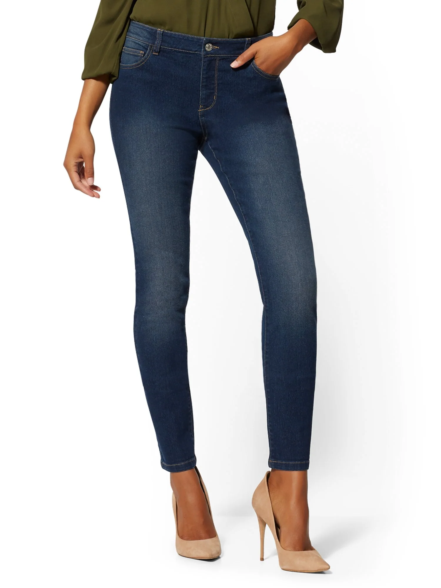 Mid-Rise Essential Skinny Jeans - Blue Honey