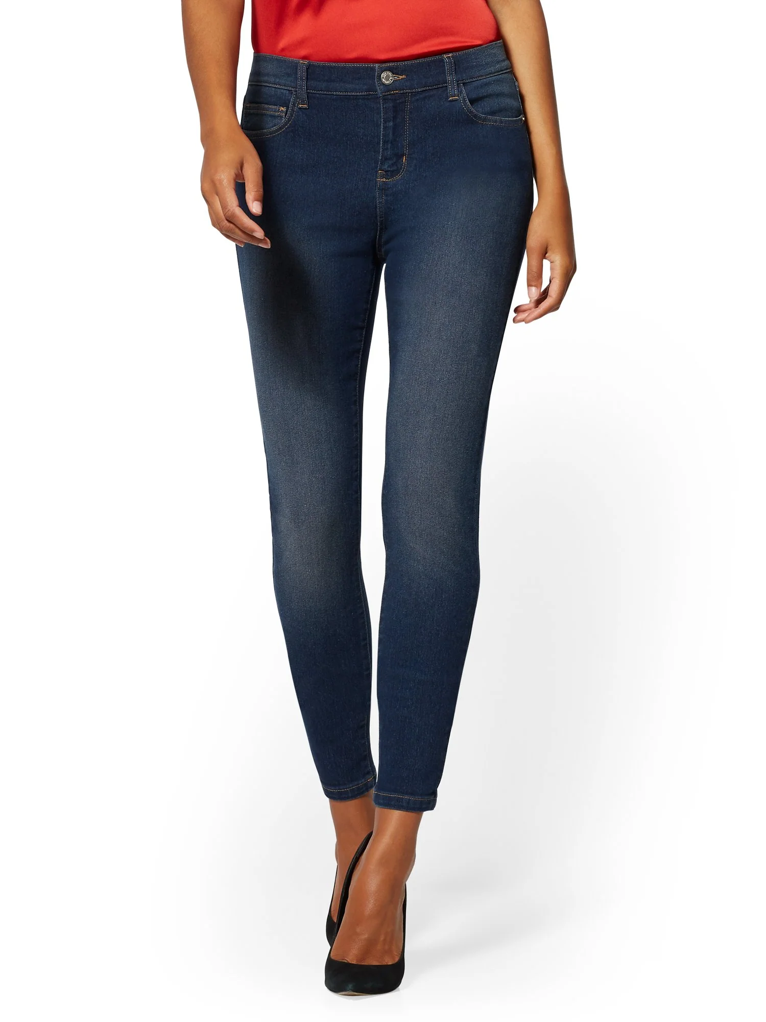 Mid-Rise Essential Super-Skinny Jeans - Blue Honey - Image 2
