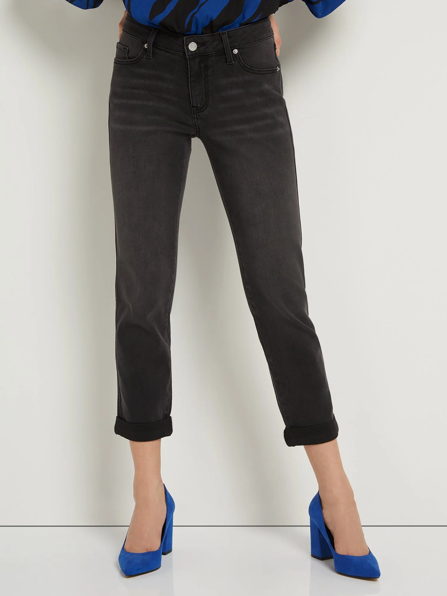 Mid-Rise Slim Boyfriend Jeans - Black - Image 5