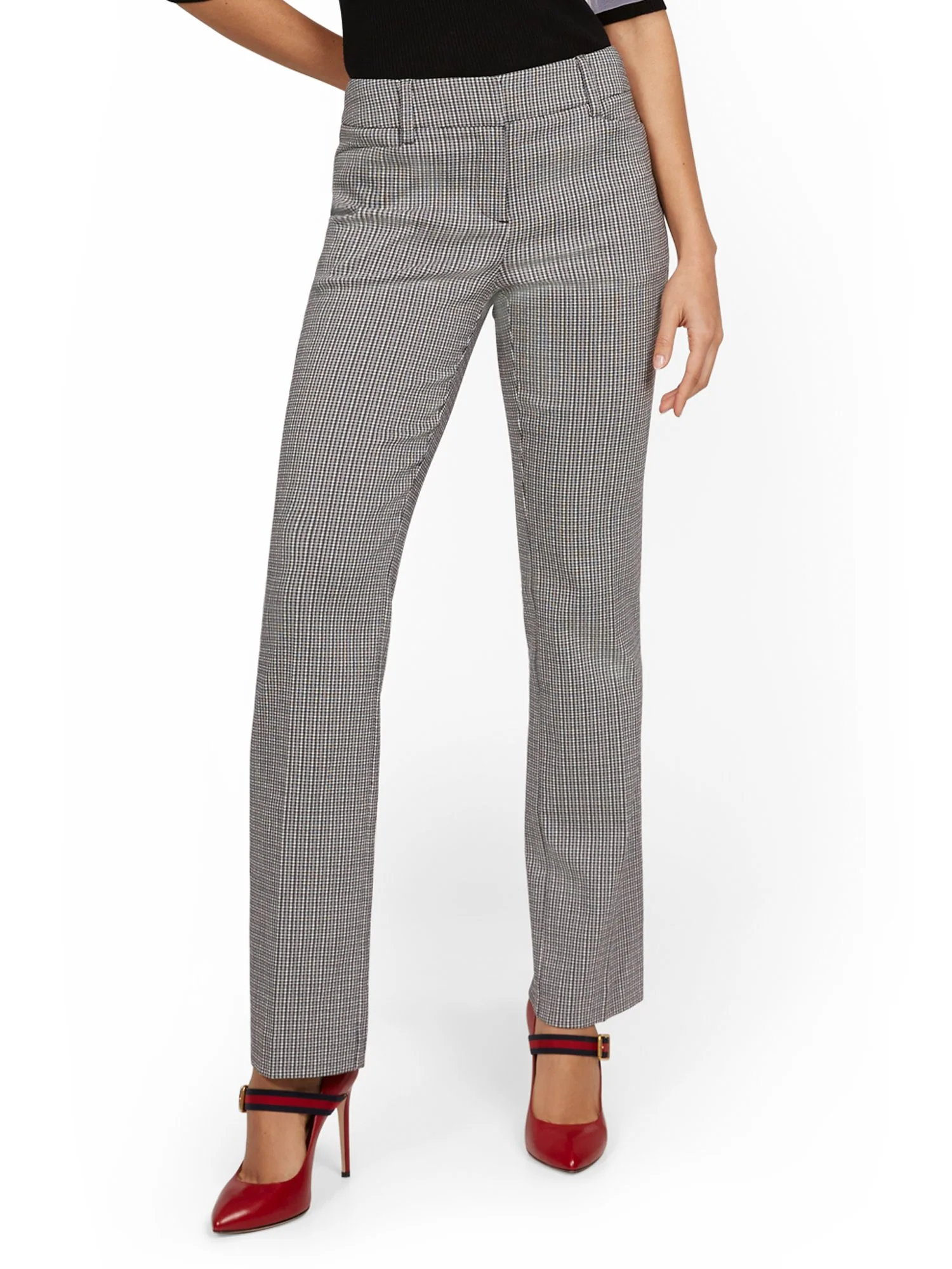 Mid-Rise Straight-Leg Check Pant - Image 2