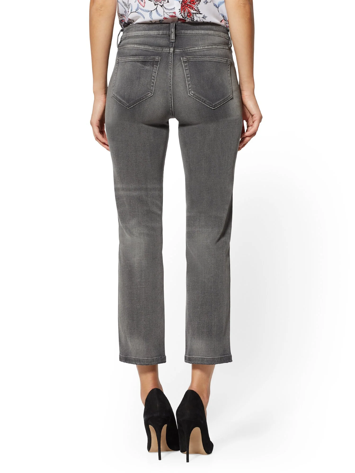 Mid-Rise Straight-Leg Jeans - Grey - Image 3
