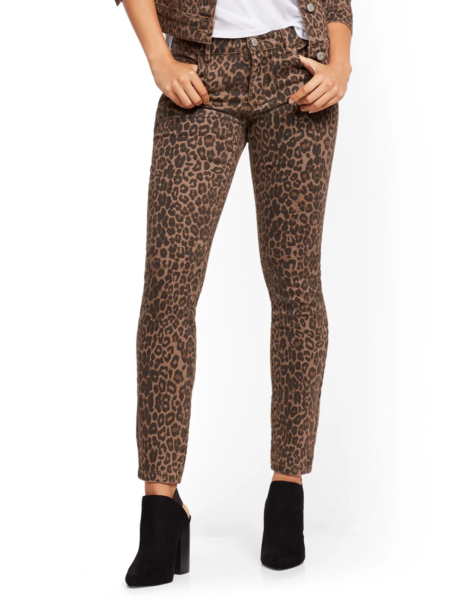 Mid-Rise Super-Skinny Jeans - Cheetah Print