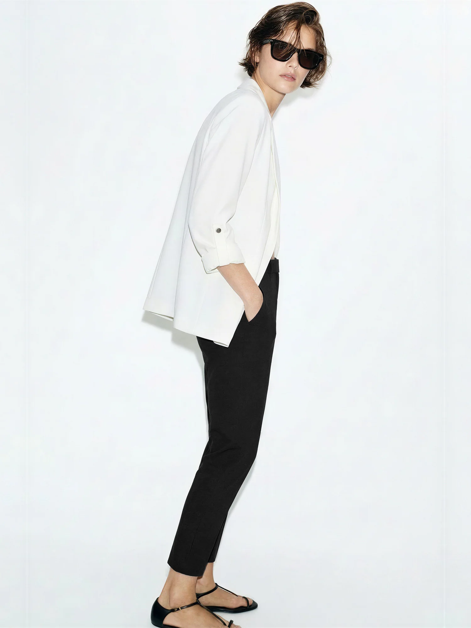 Millenium Pleated Front High Rise Tapered Straight Leg Pants - Image 3