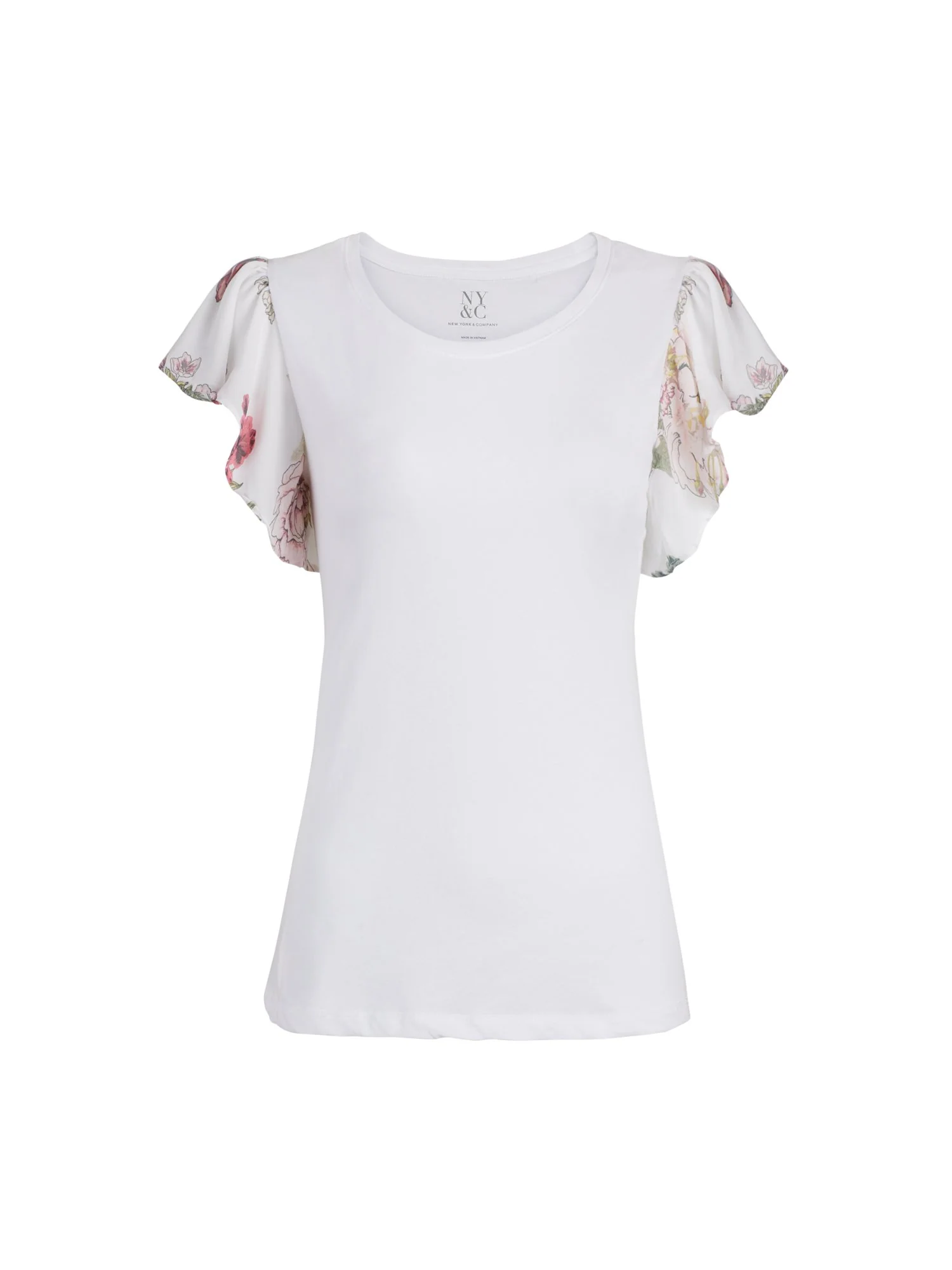 Mixed Media Flutter-Sleeve Cotton Top - Image 5