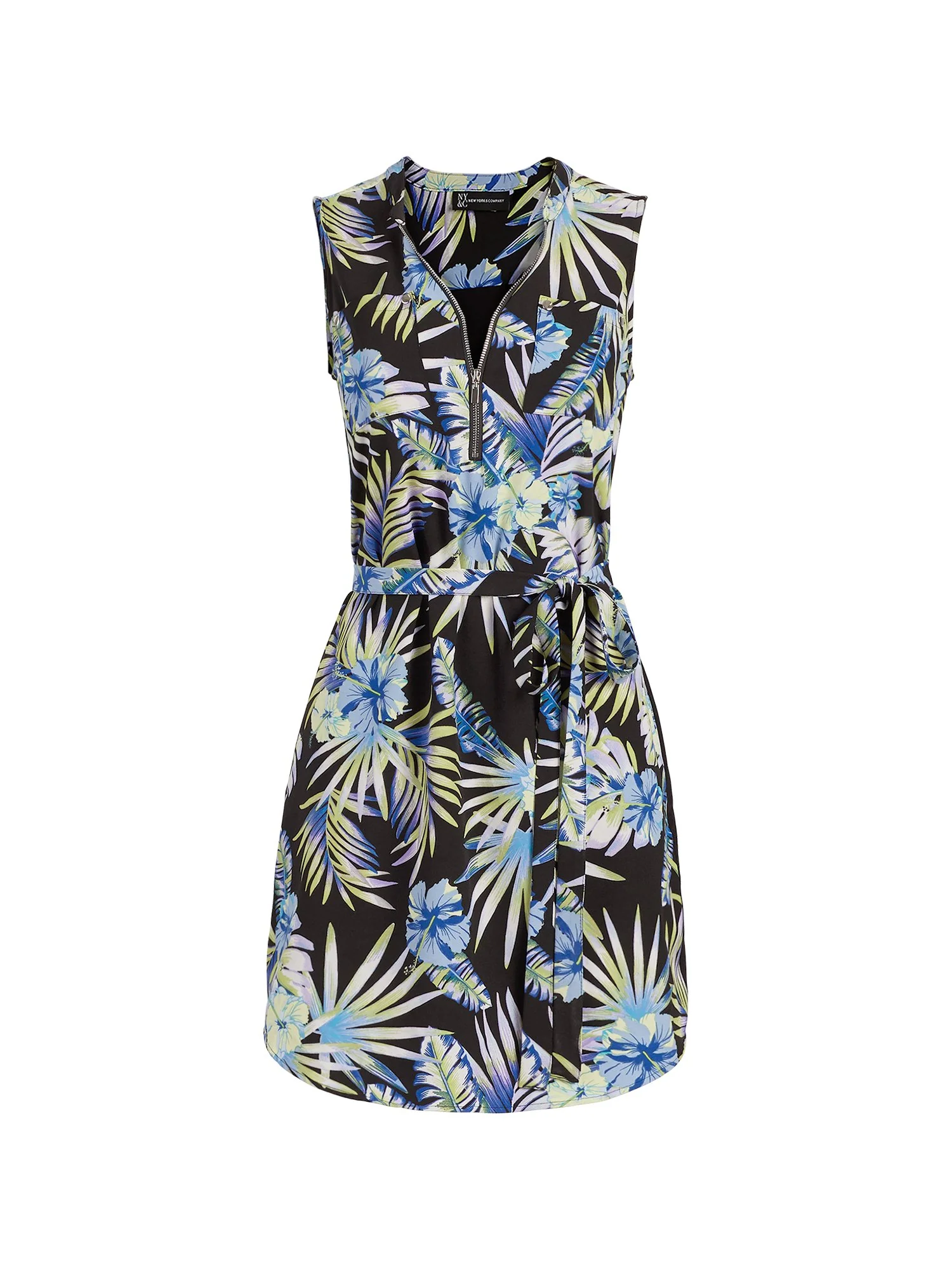 Mixed-Print Belted Shirtdress