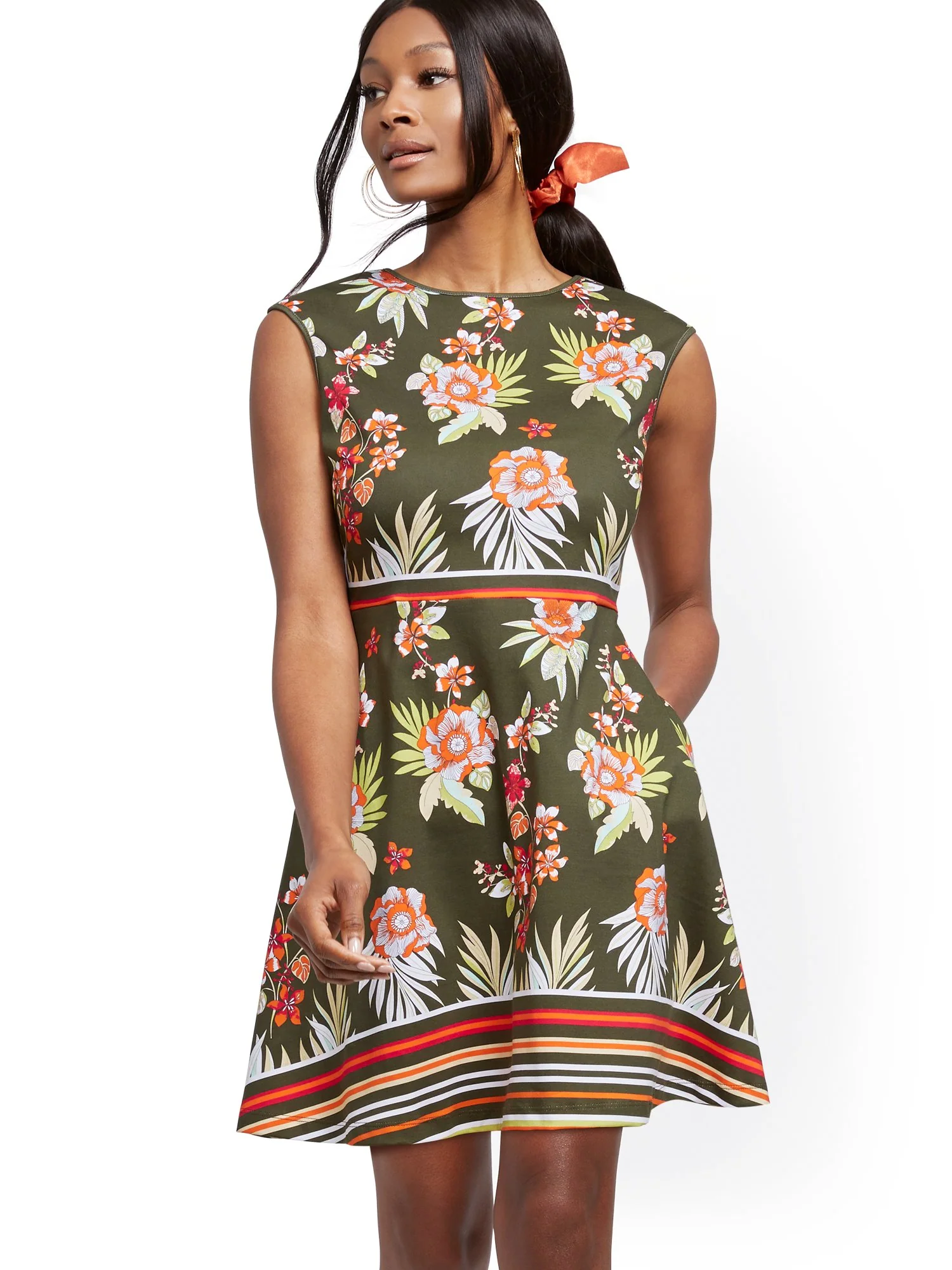 Mixed-Print Fit and Flare Dress - Image 5