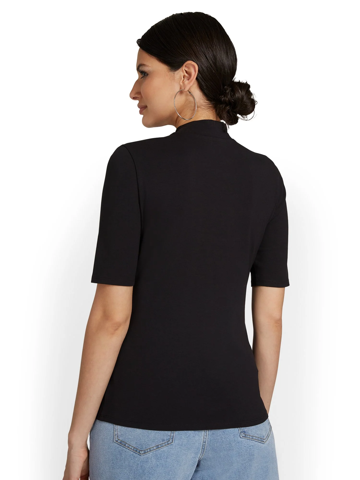 Mock-Neck Cut-Out City Tee - Image 3