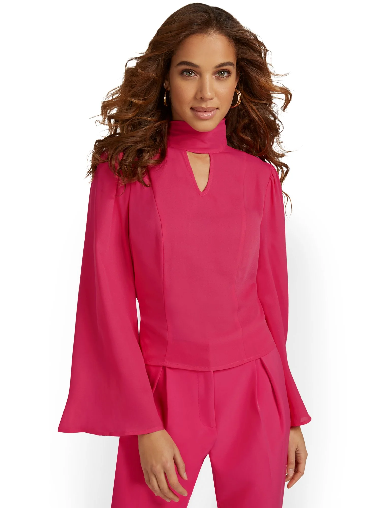 Mock-Neck Open-Back Blouse - Image 4