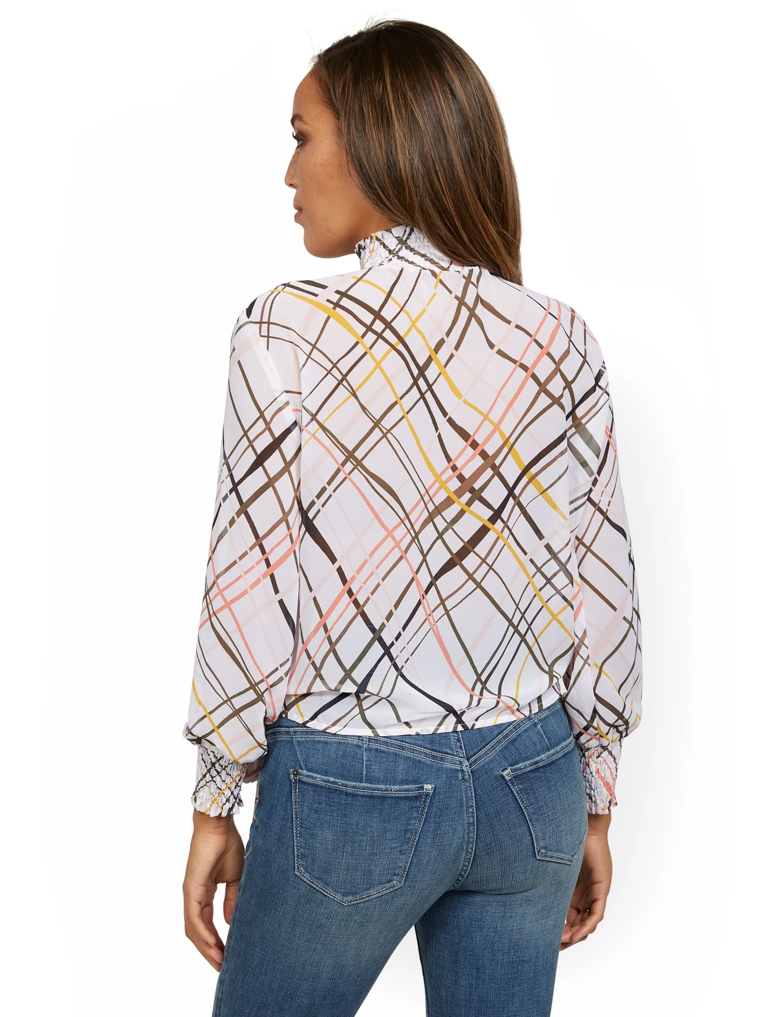 Mock-Neck Side-Tie Blouse - Image 3