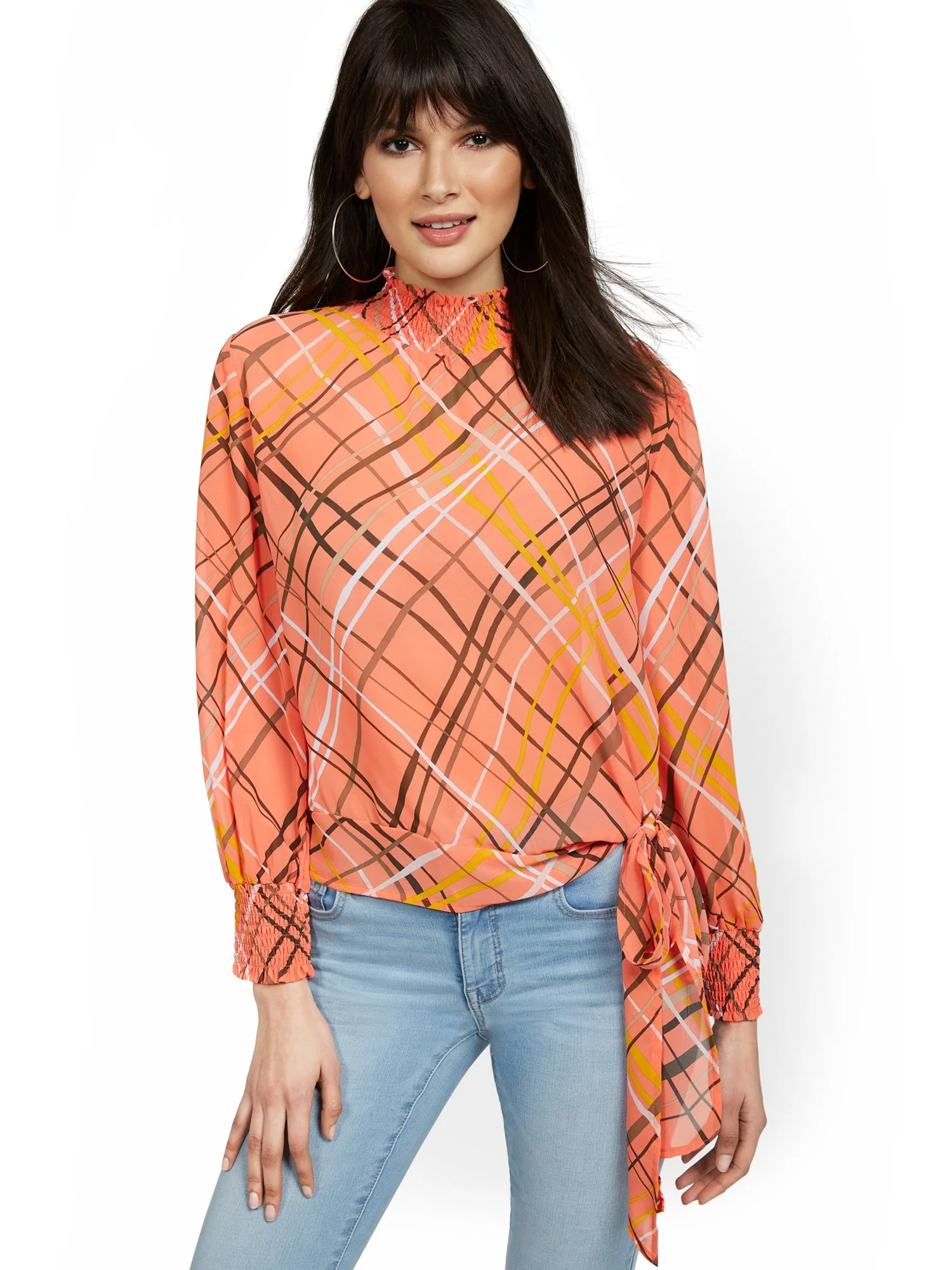 Mock-Neck Side-Tie Blouse - Image 6