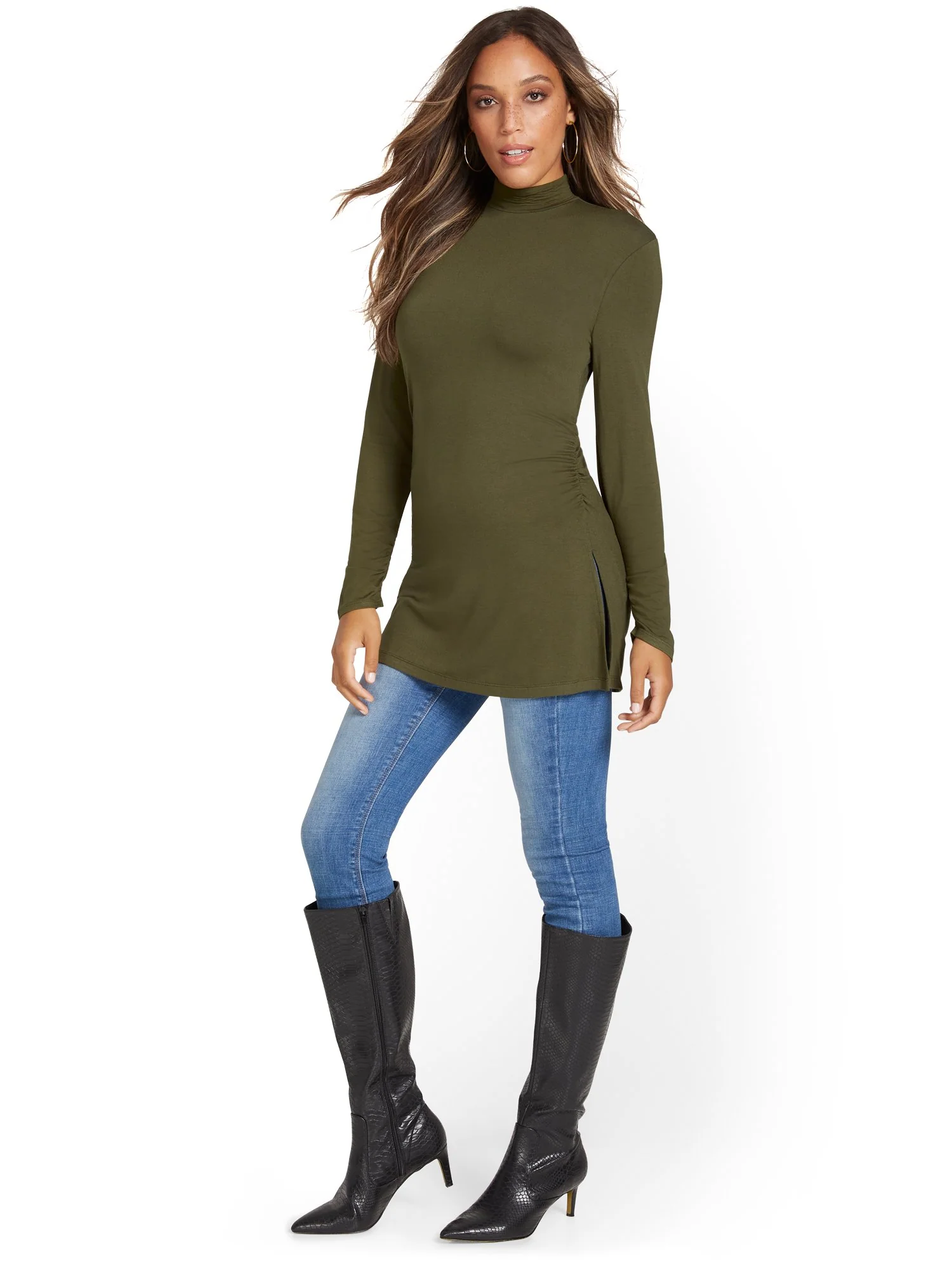 Mock-Neck Slit Tunic Top - Image 8