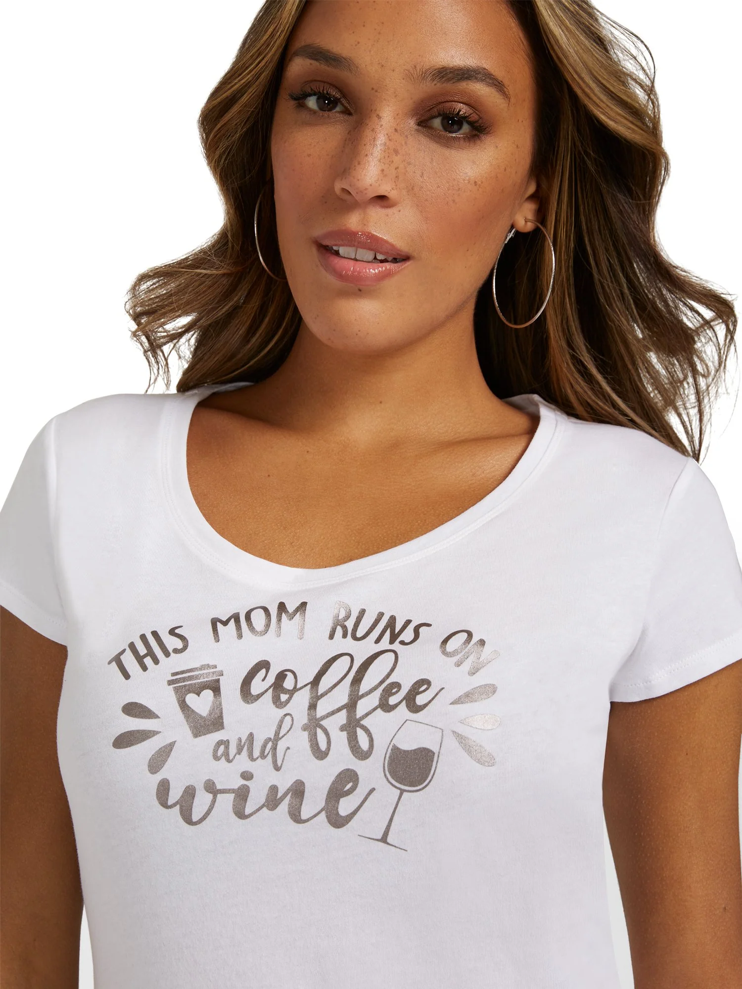 Mom Runs On Coffee & Wine Graphic Tee - Image 4