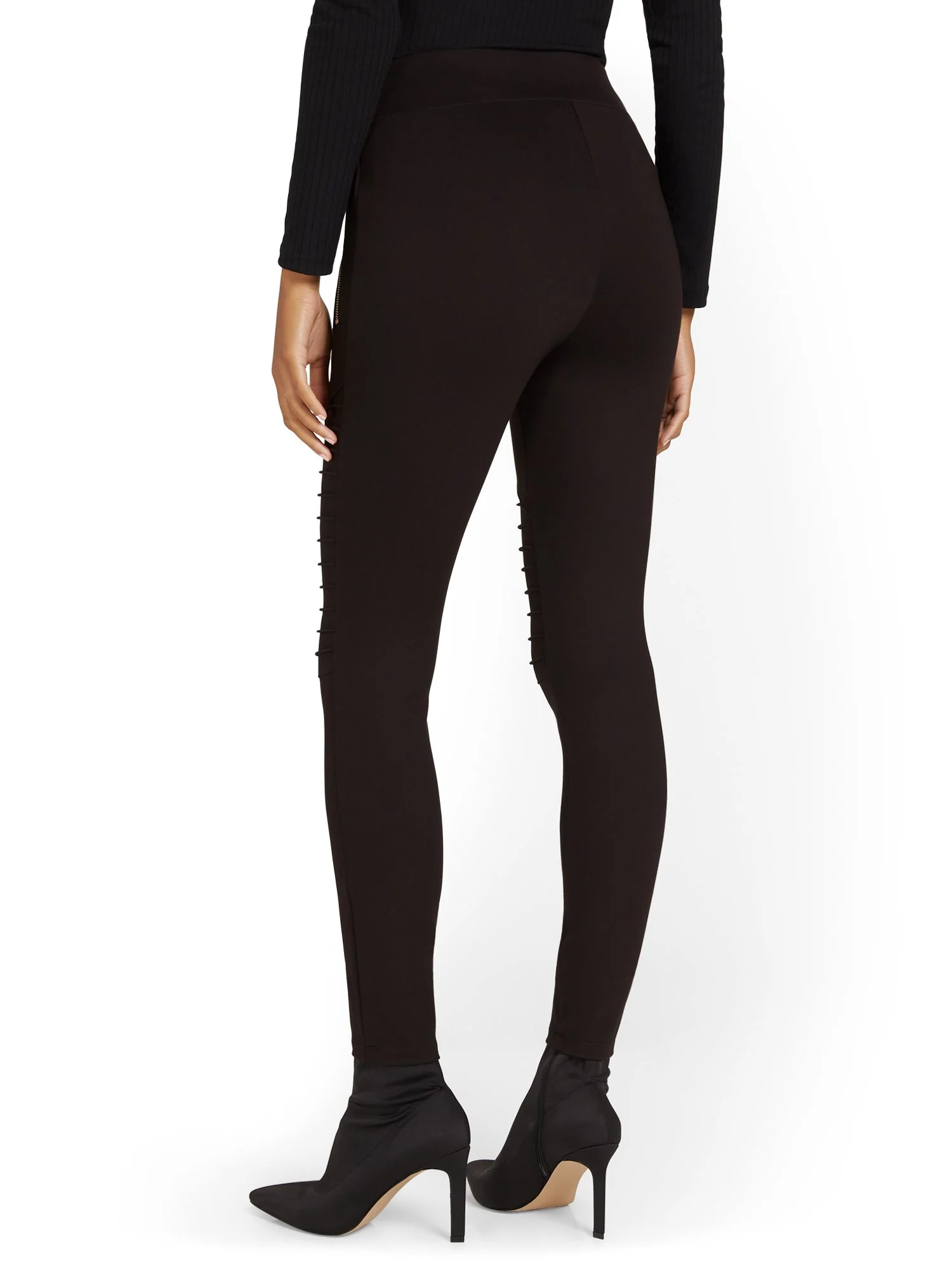 Moto-Style Ponte Legging - Image 3
