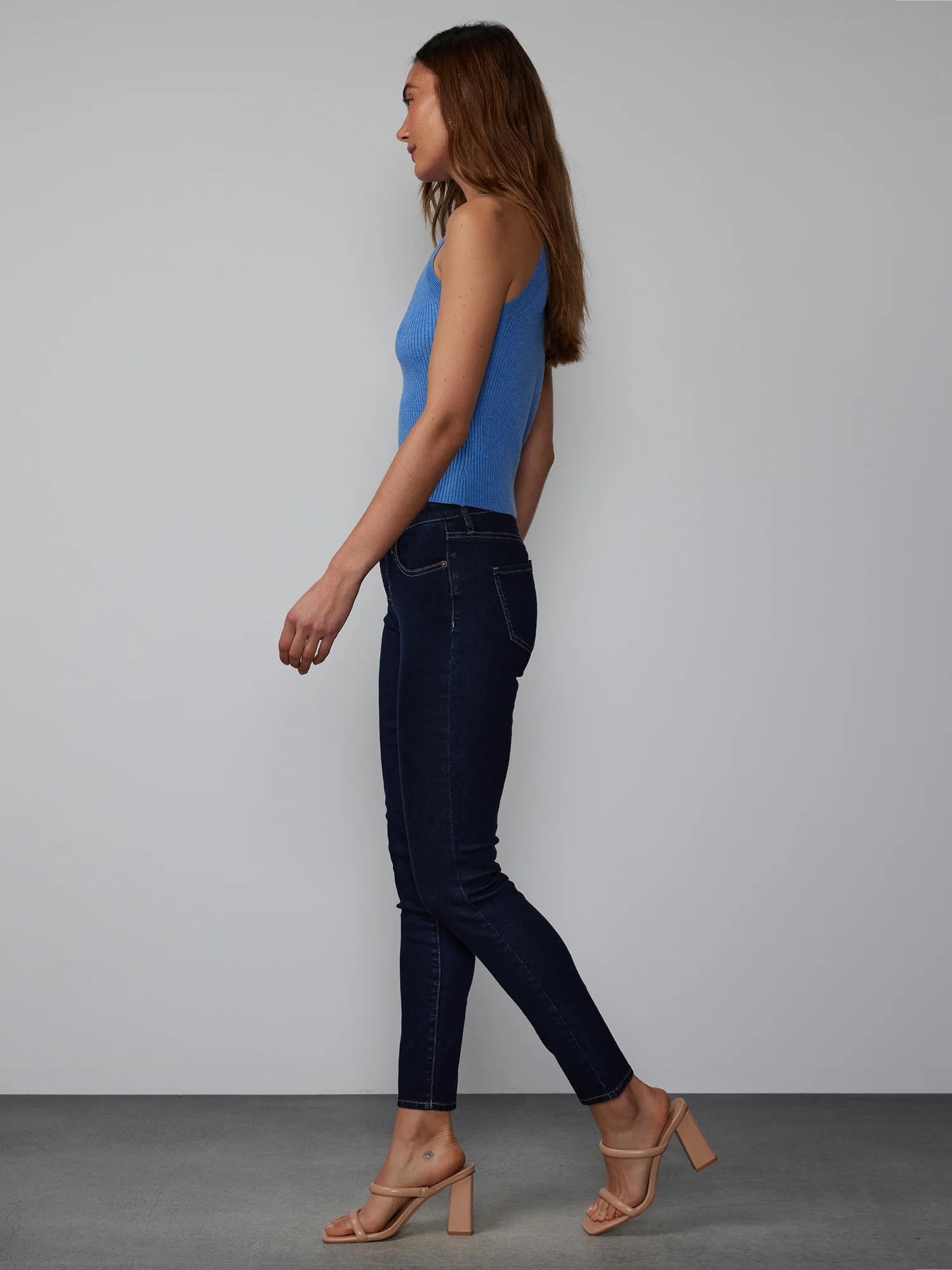 Mid Rise Skinny Contrast Stitch Jeans - Image 2