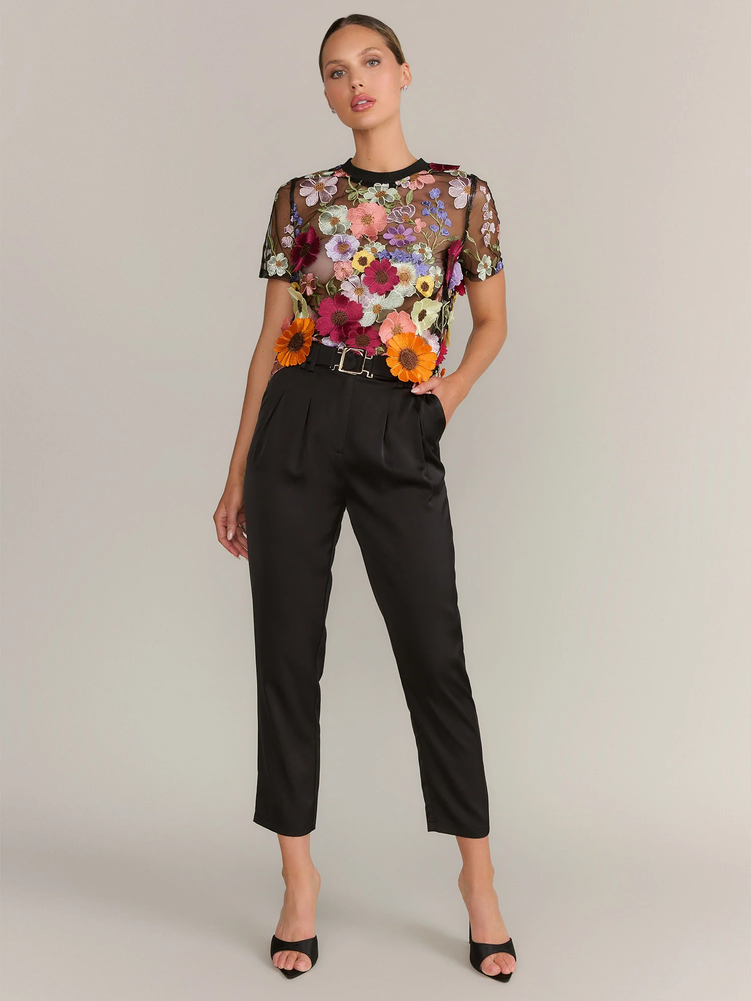 Grey Lab 3D Lace Floral Mesh T-shirt - Brands We Love - Image 2