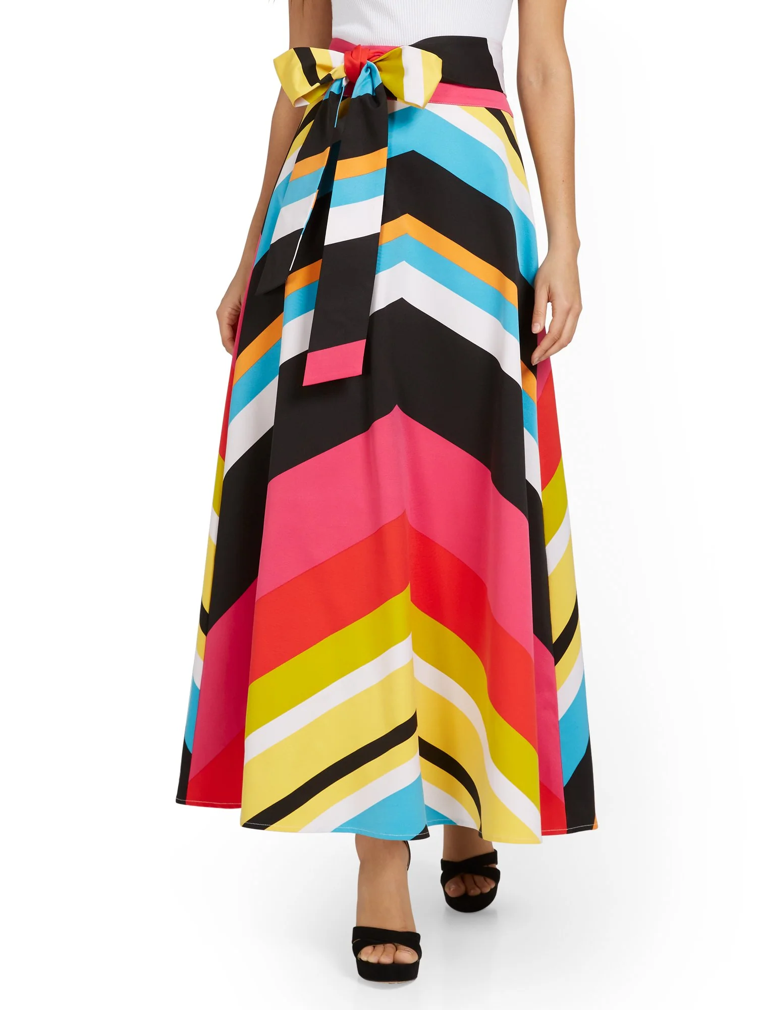 Multi-Chevron Side-Tie Maxi Skirt - Image 2