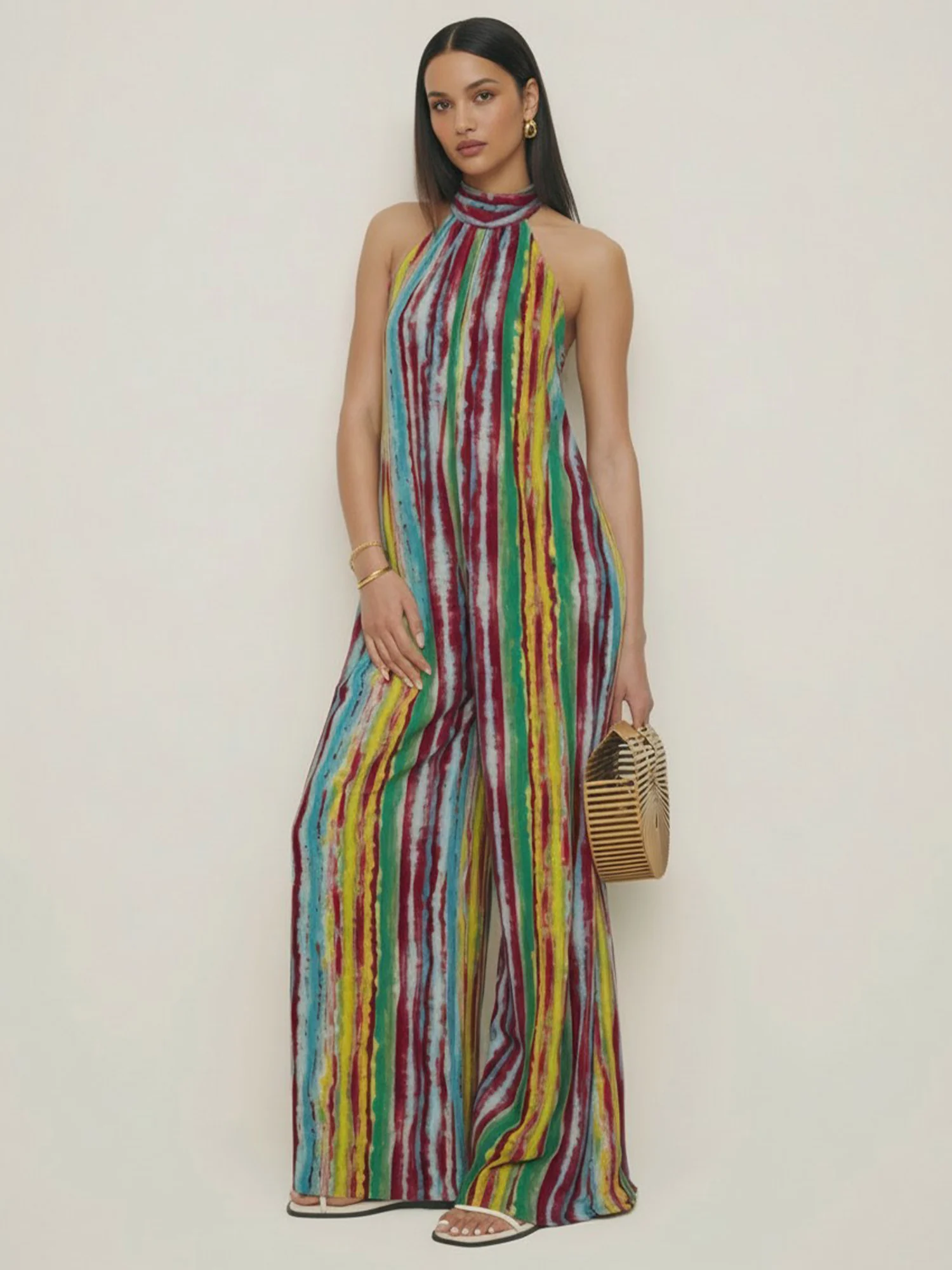 Multi Printed Halter Jumpsuit