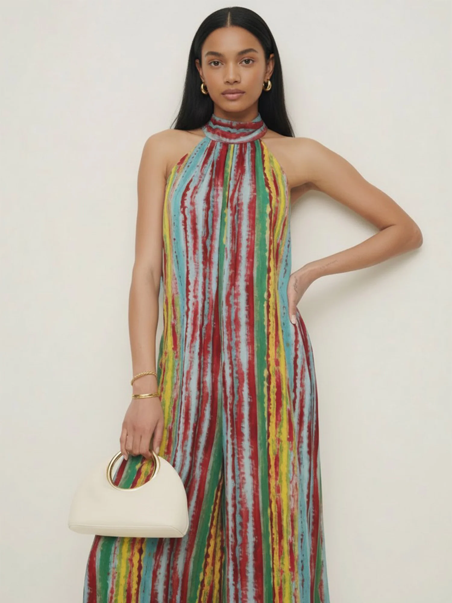 Multi Printed Halter Jumpsuit - Image 3