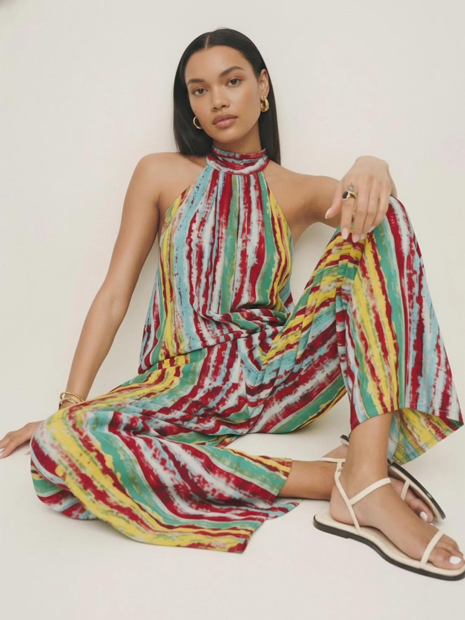 Multi Printed Halter Jumpsuit - Image 4