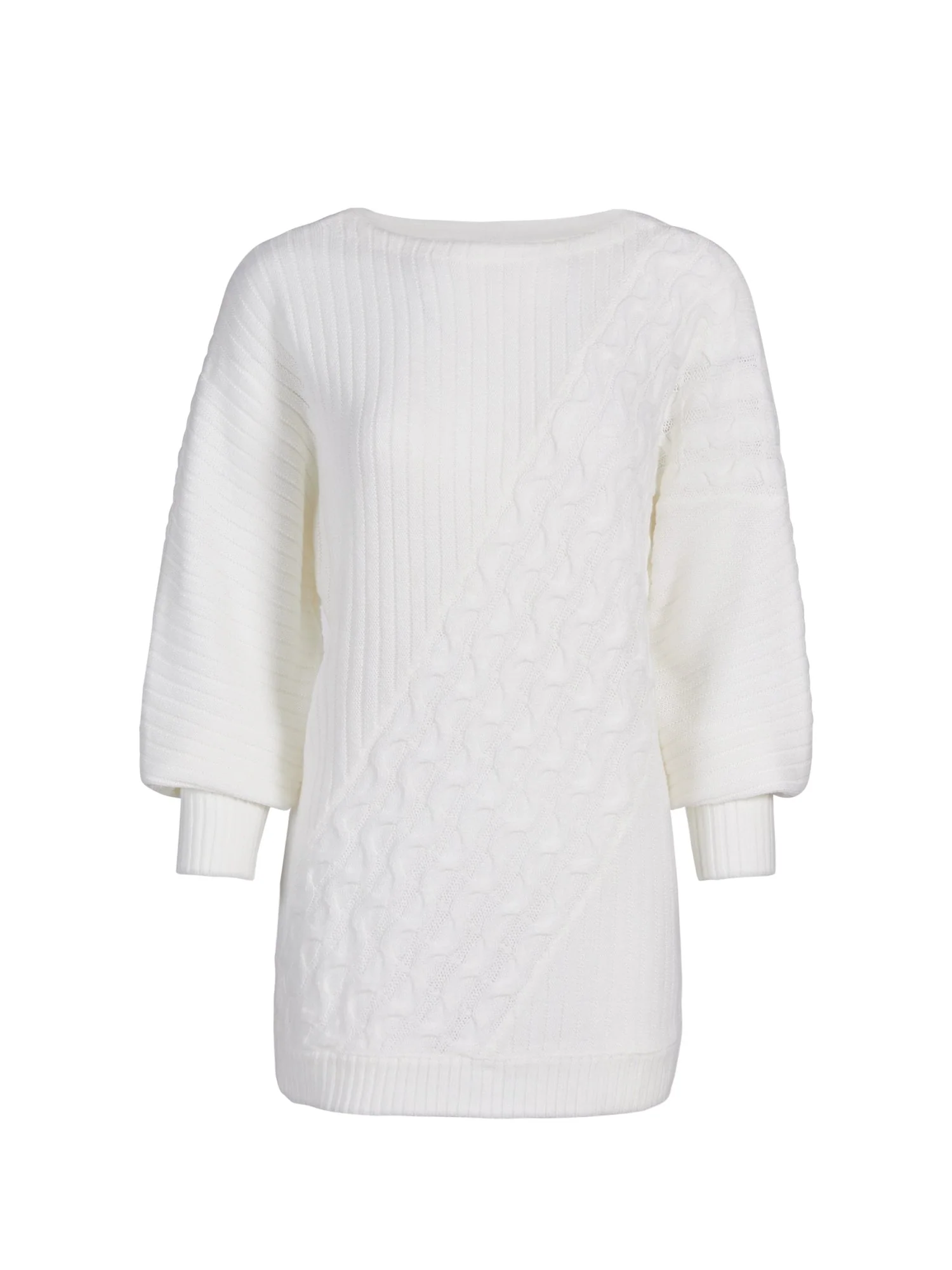 Multi-Stitch Bateau-Neck Tunic Sweater - Image 2
