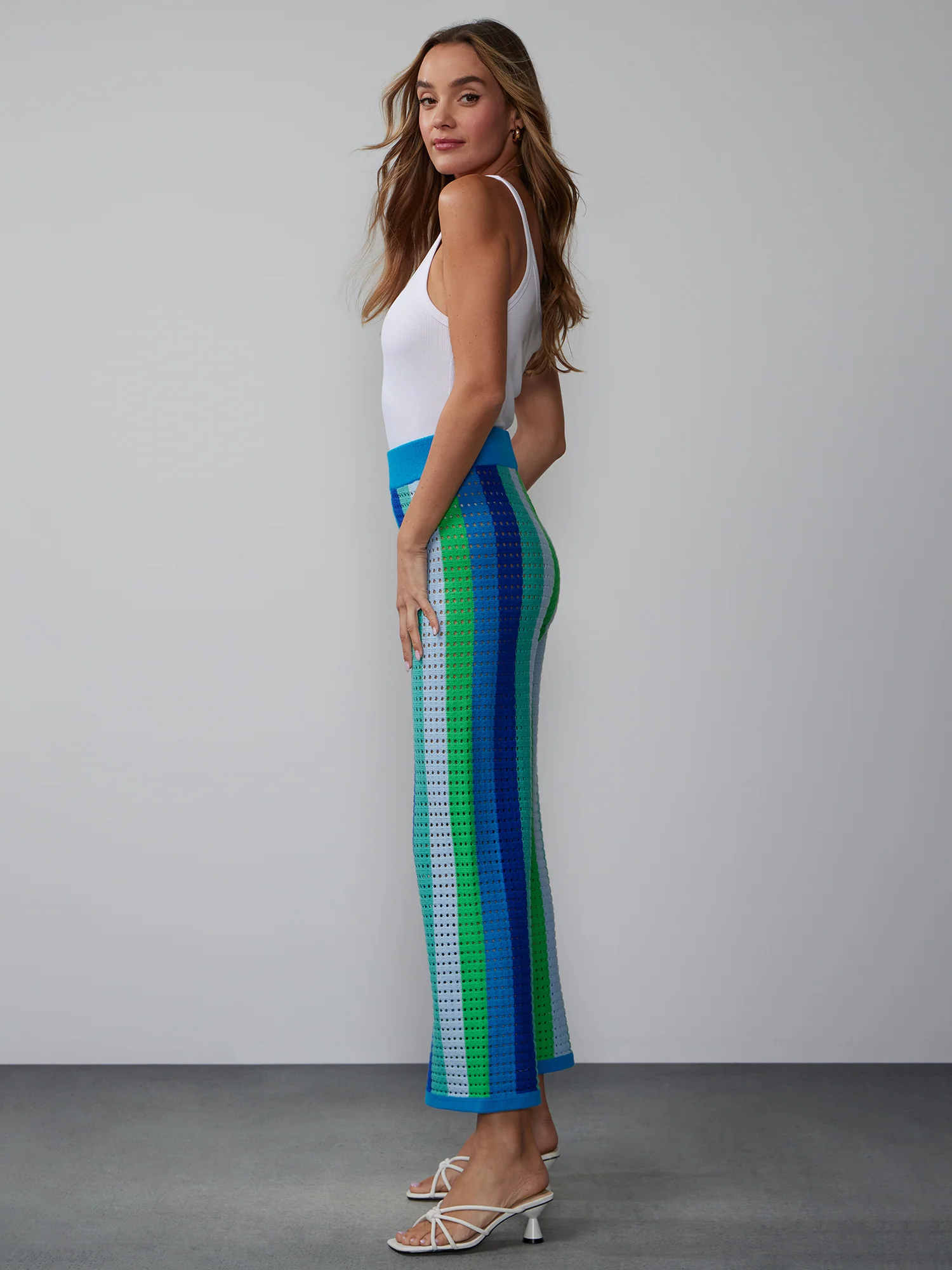 Crochet Knit Striped Pant - Image 2
