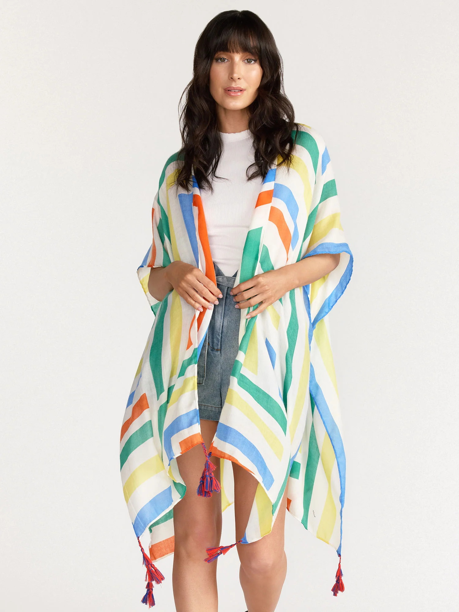 Multi-Striped Kimono