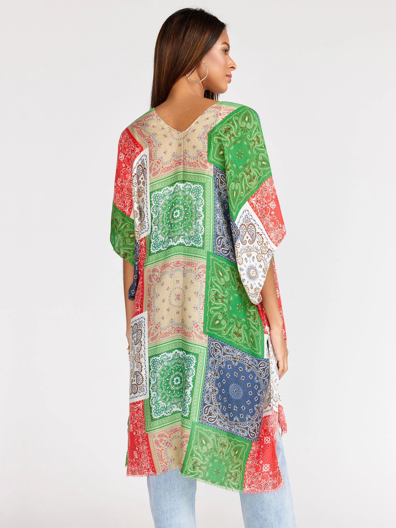 Multicolor Bandana Print Kimono - Image 3