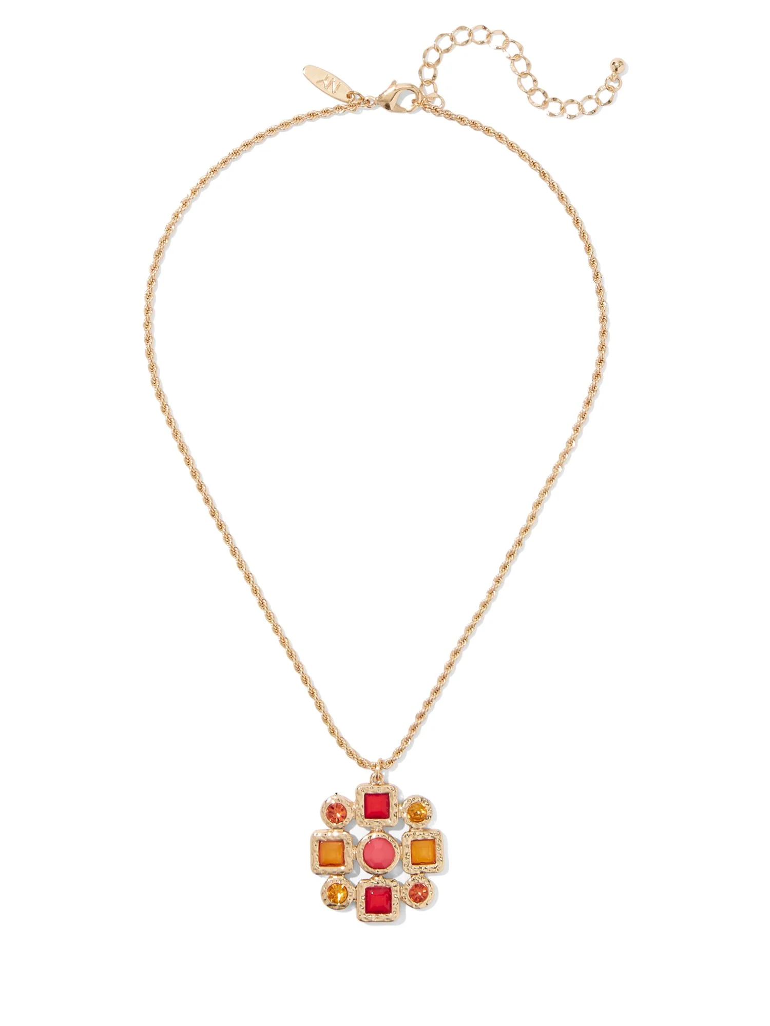 Multicolor Faux-Stone Pendant Necklace