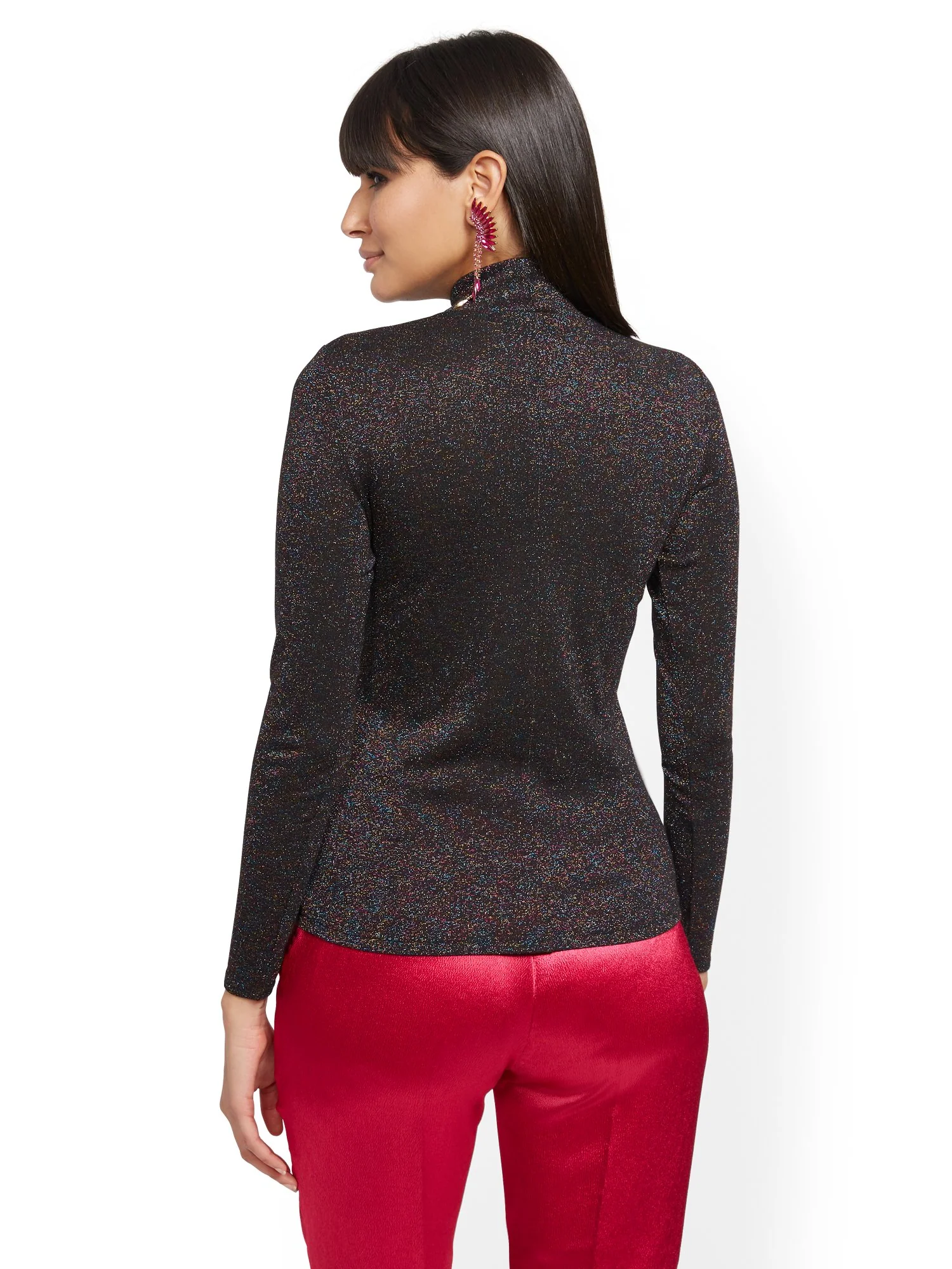 Multicolor Metallic Turtleneck Top - Image 3