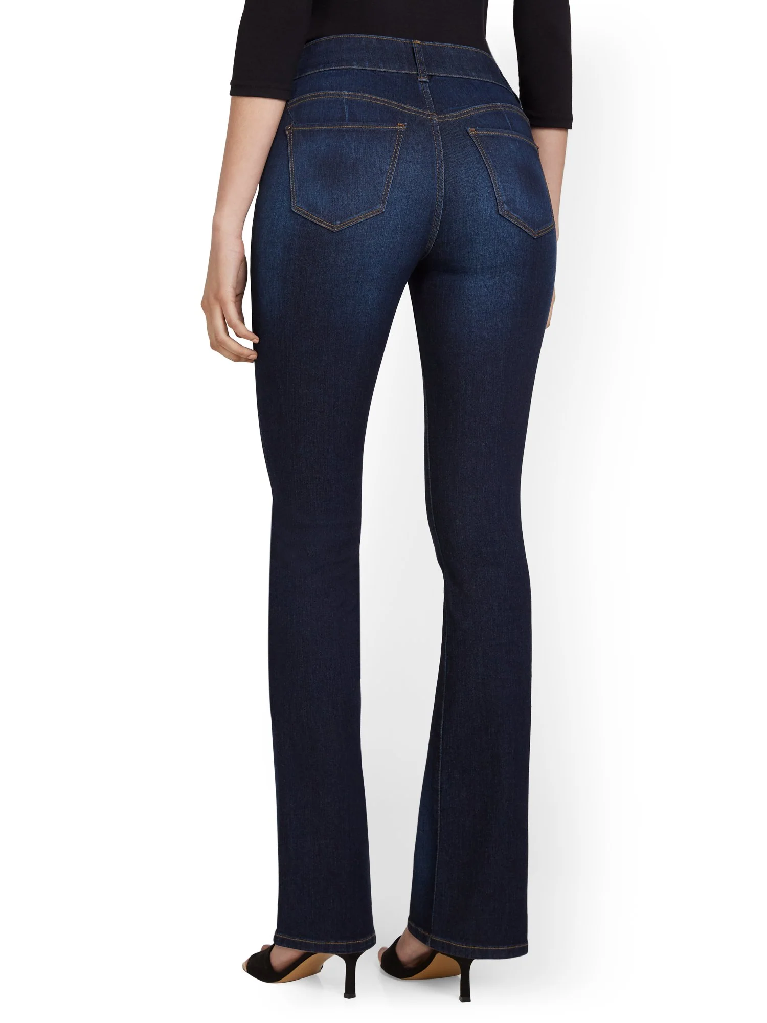 Mya Curvy High-Waisted Bootcut Jeans - Dark Wash - Image 4