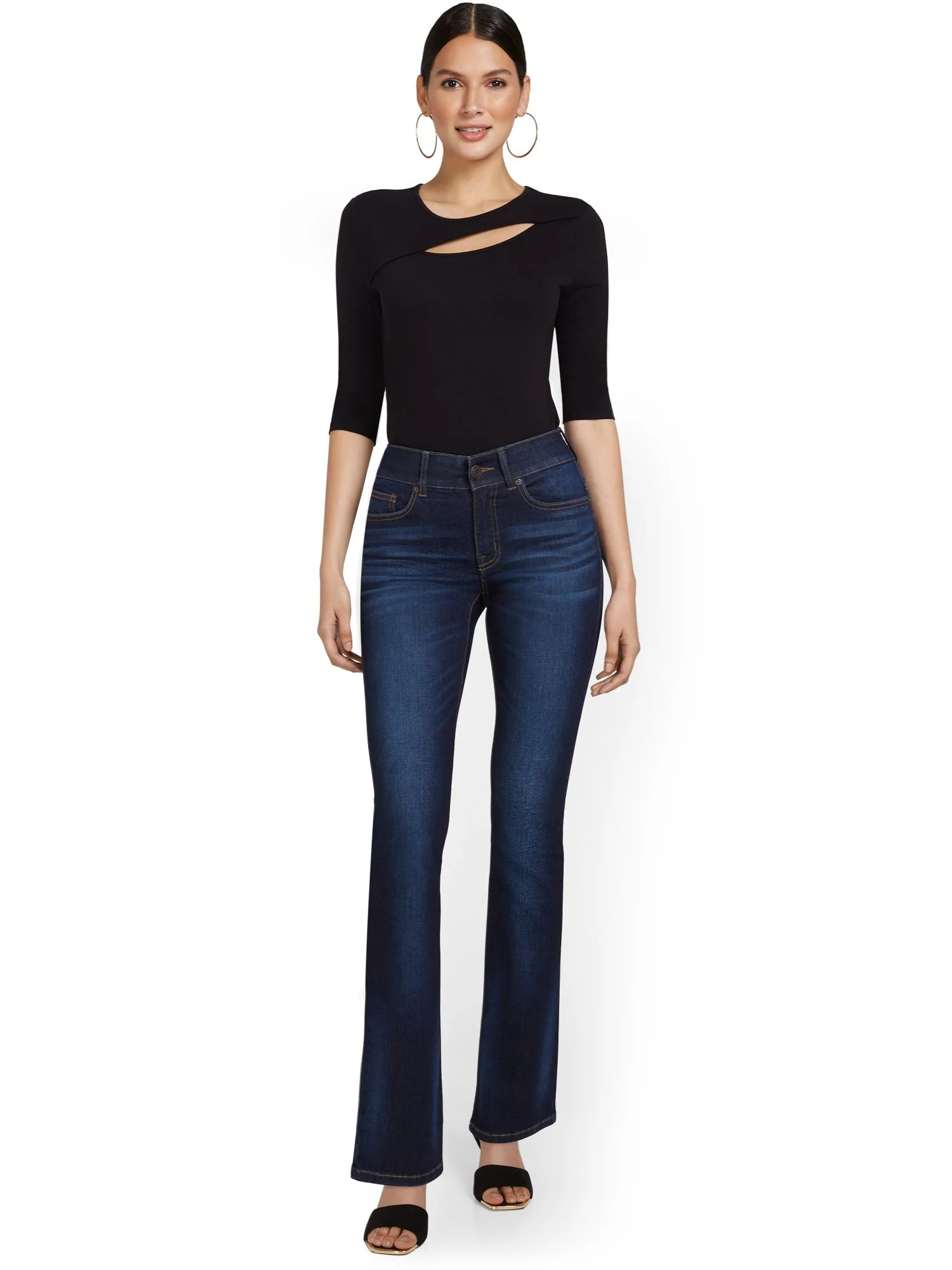 Mya Curvy High-Waisted Bootcut Jeans - Dark Wash - Image 6