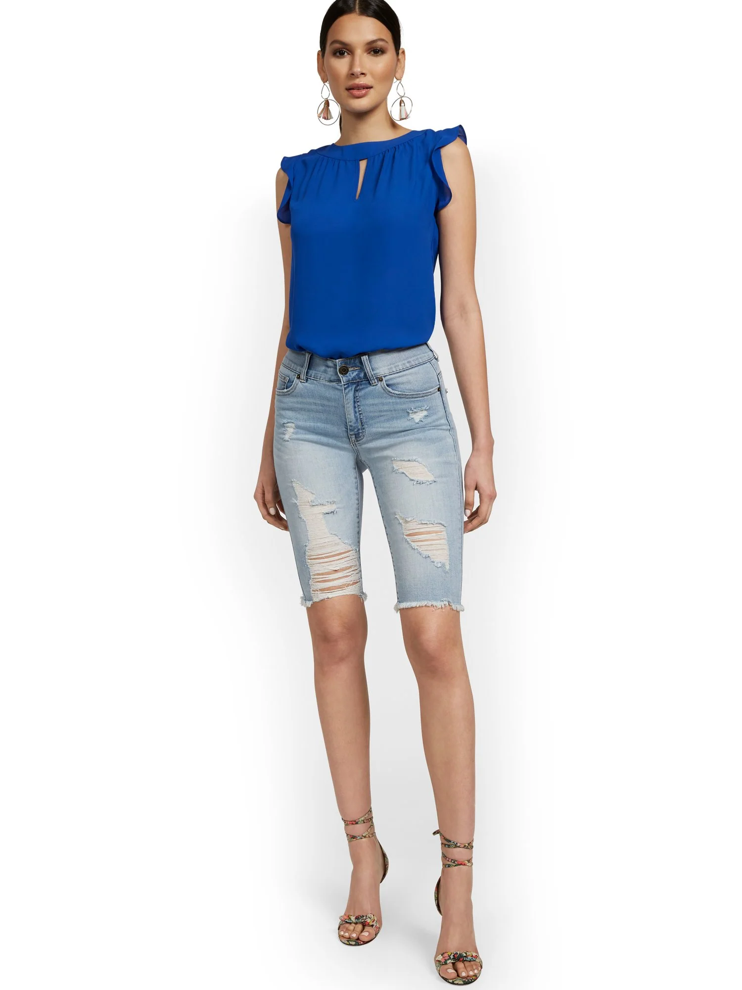 Mya Curvy High-Waisted Sculpting No Gap 13-Inch Bermuda Short - Jones Blue - Image 5