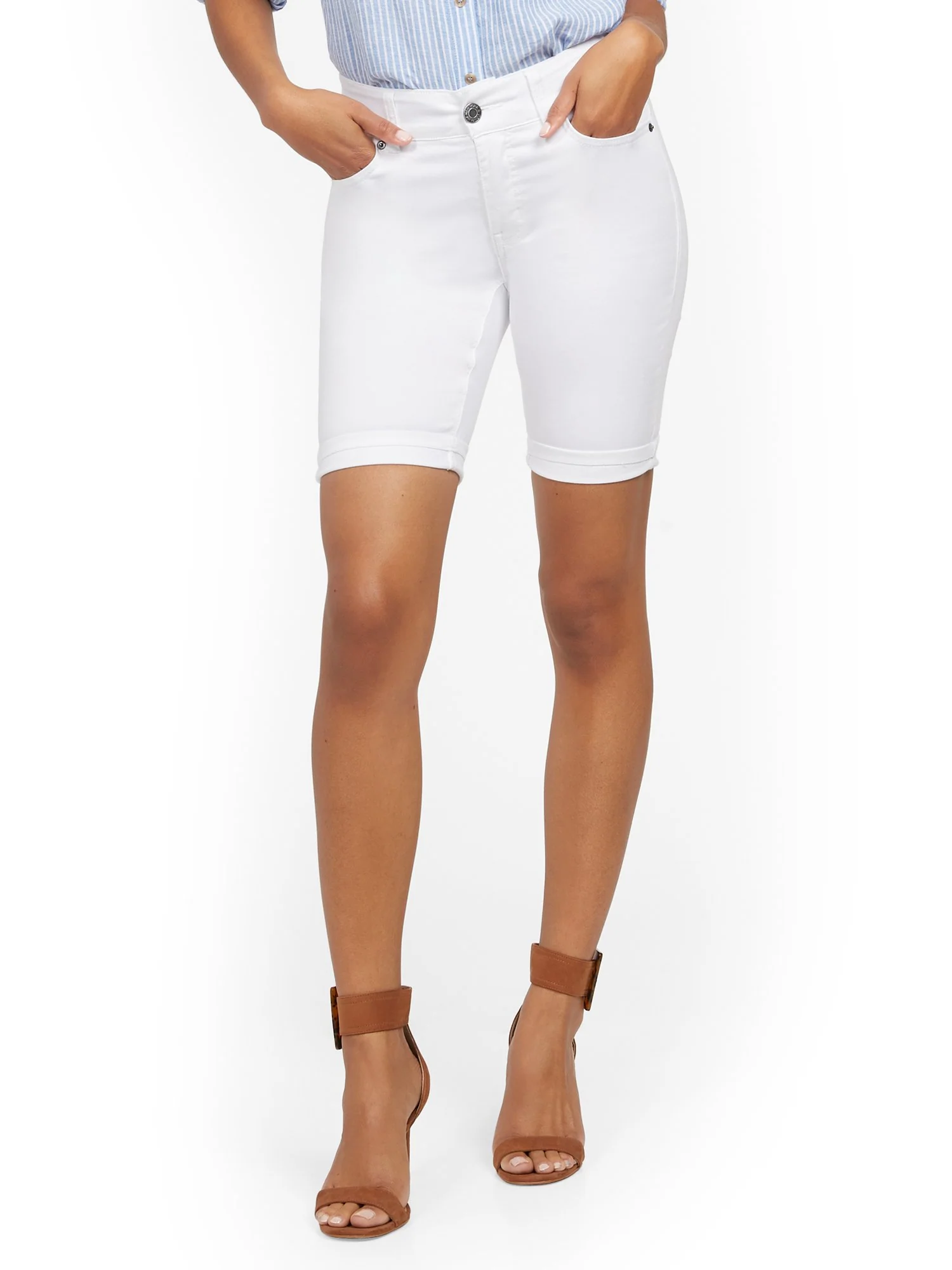 Mya Curvy High-Waisted Sculpting No Gap 9-Inch Short - White