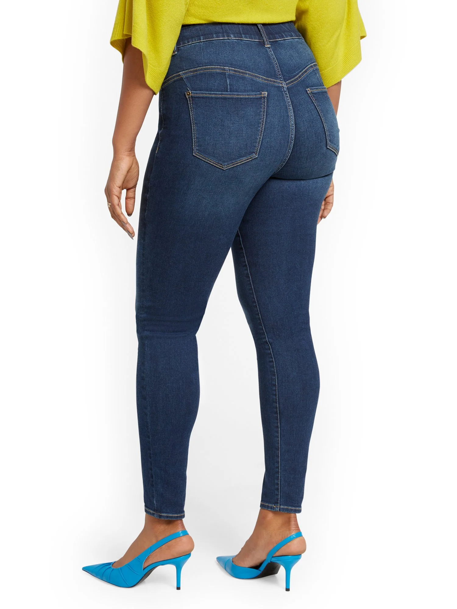 Mya Curvy High-Waisted Sculpting No Gap Super-Skinny Ankle Jeans - Foxy Blue - Image 3