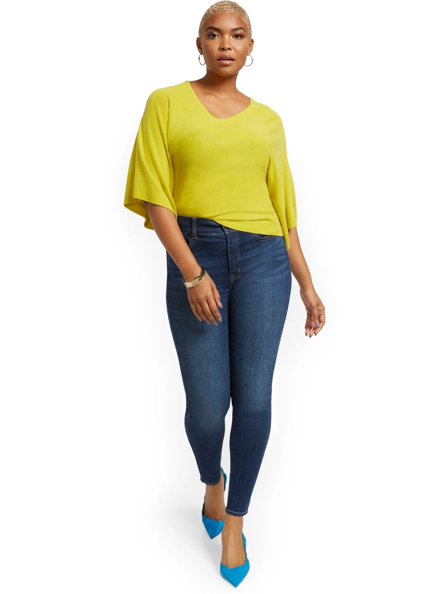 Mya Curvy High-Waisted Sculpting No Gap Super-Skinny Ankle Jeans - Foxy Blue - Image 4
