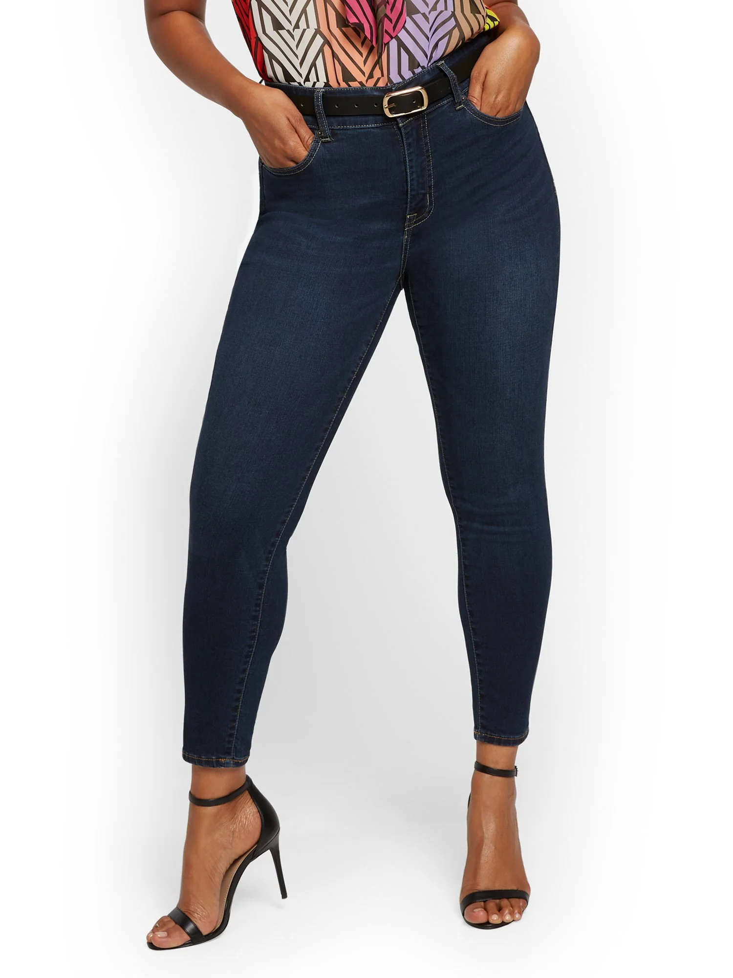 Mya Curvy High-Waisted Sculpting No Gap Super-Skinny Ankle Jeans - Moonlight Blue