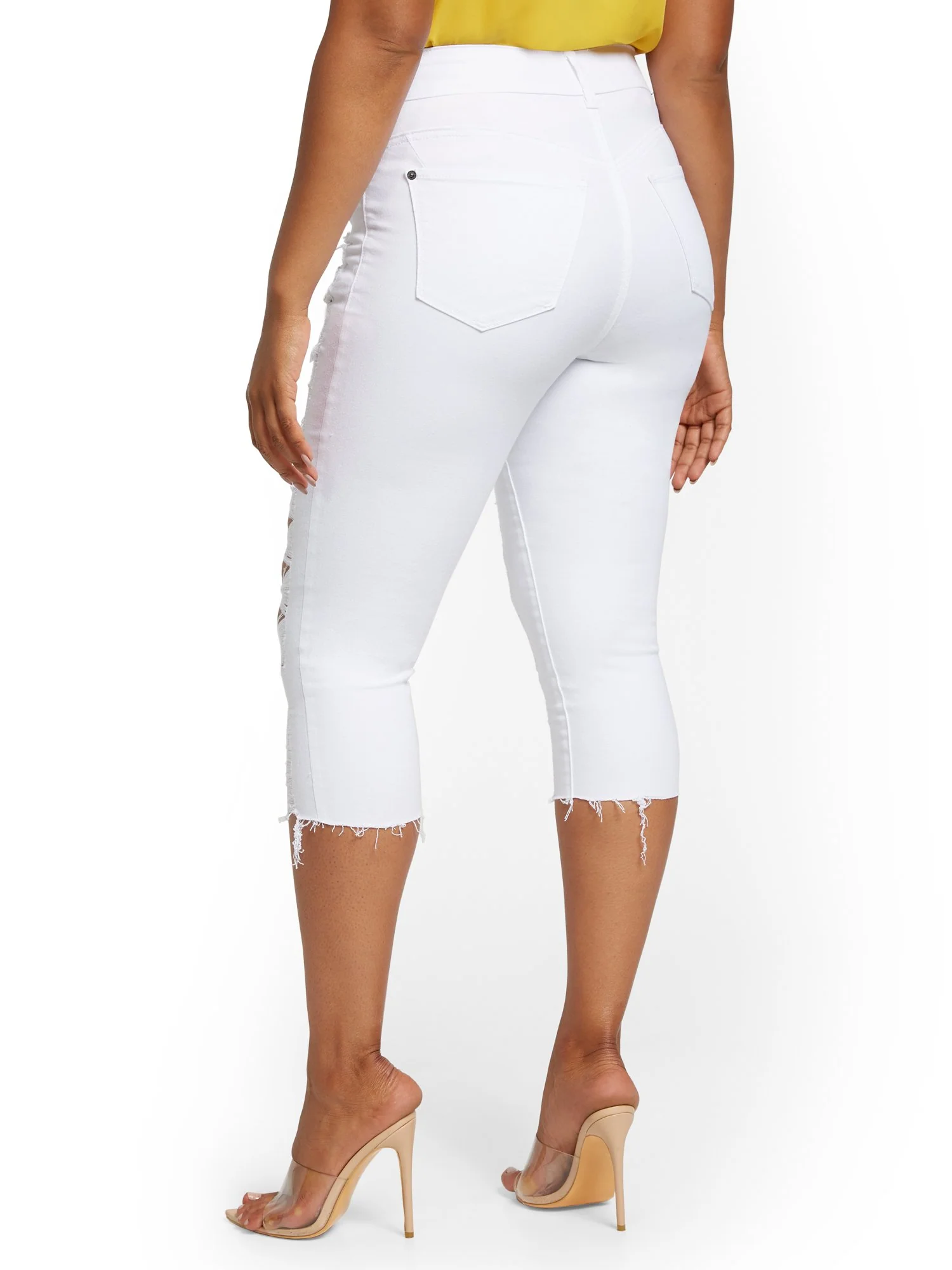 Mya Curvy High-Waisted Sculpting No Gap Super-Skinny Capri Jeans - White - Image 3