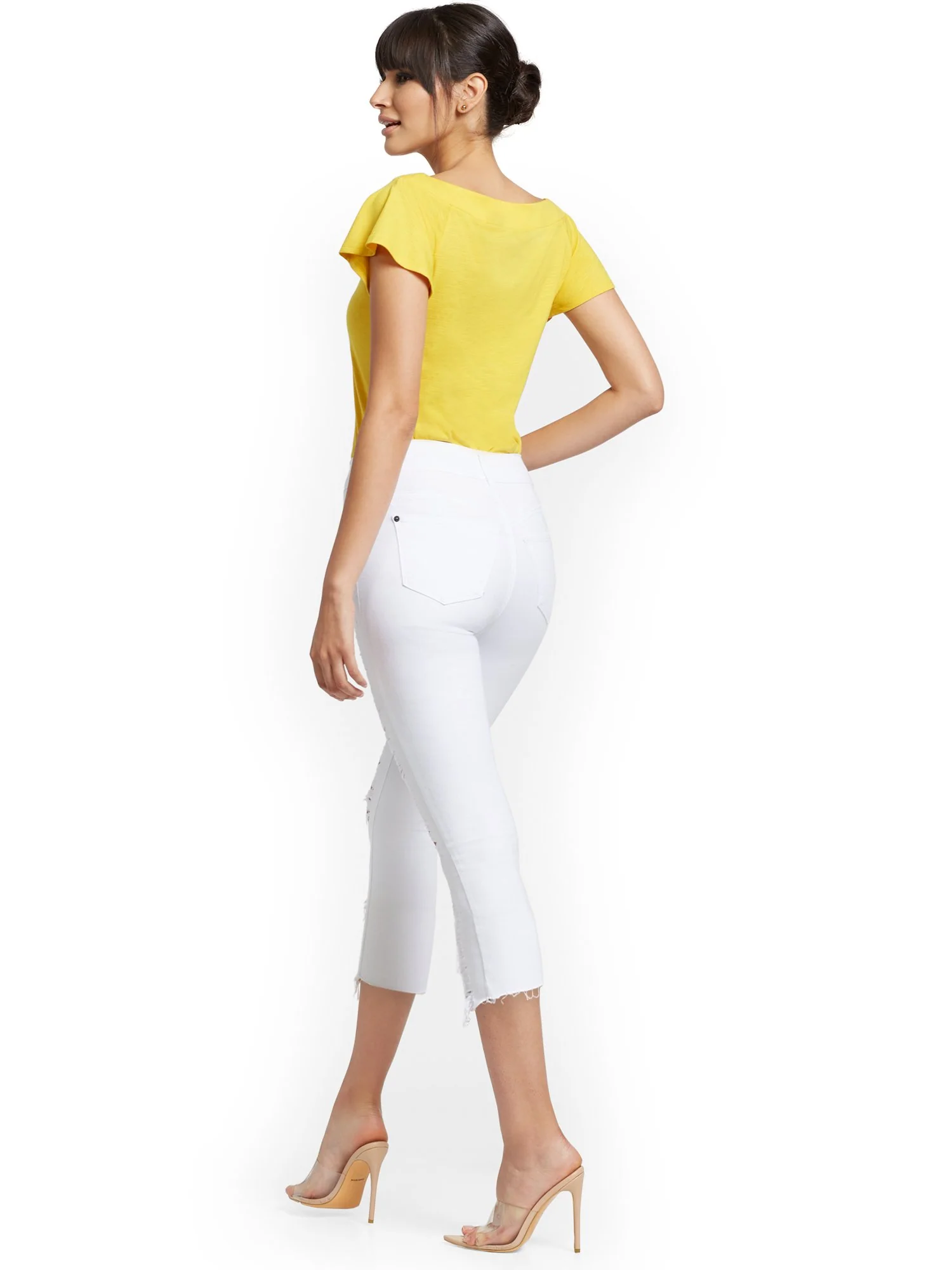 Mya Curvy High-Waisted Sculpting No Gap Super-Skinny Capri Jeans - White - Image 6