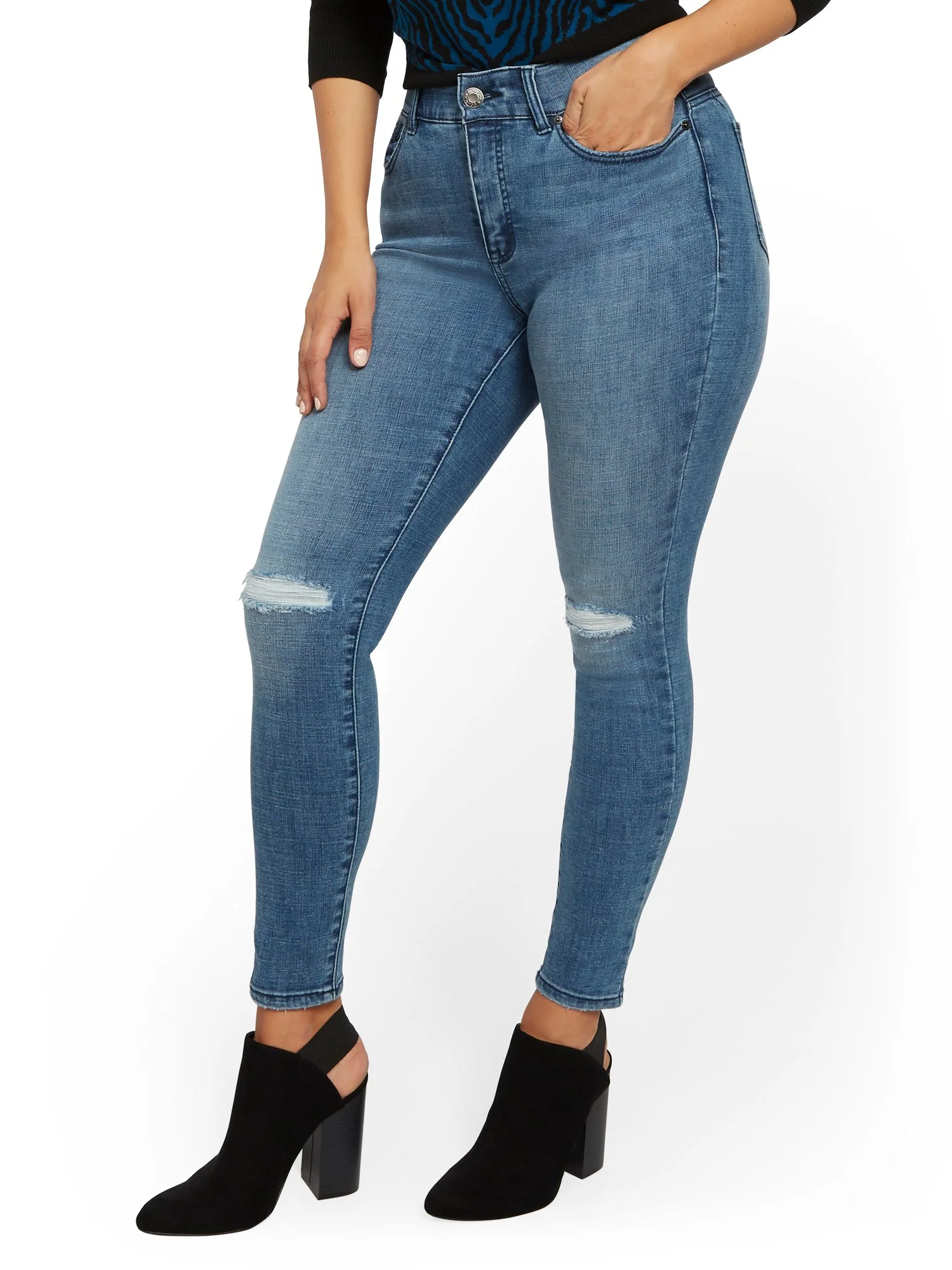 Mya Curvy High-Waisted Sculpting No Gap Super-Skinny Jeans - Blue Tease - Image 2