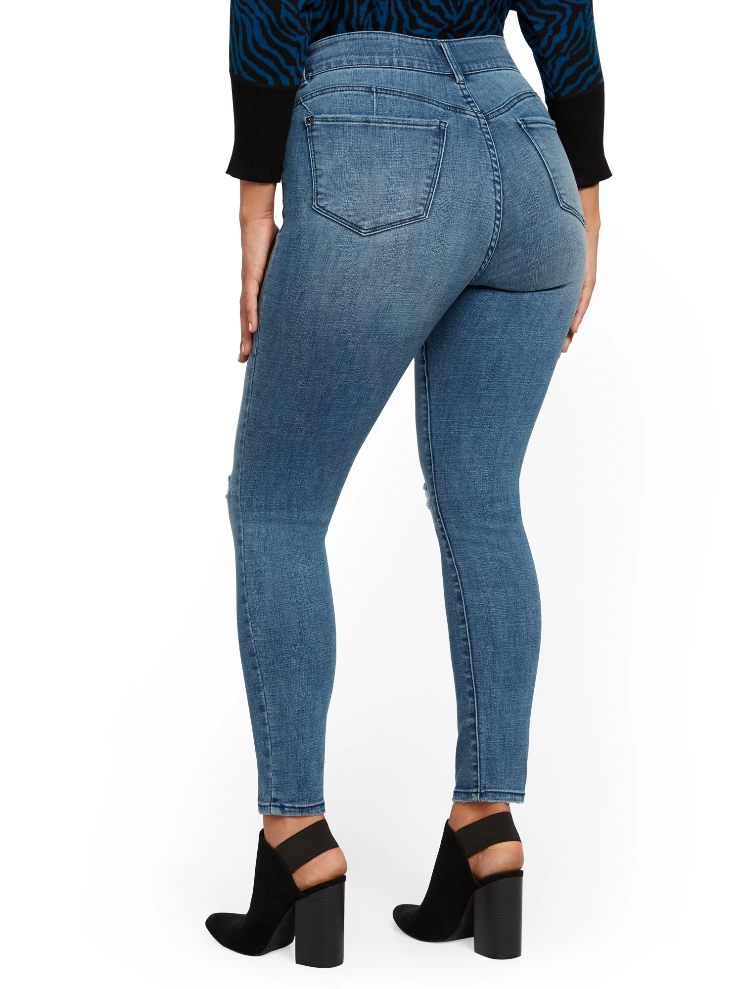 Mya Curvy High-Waisted Sculpting No Gap Super-Skinny Jeans - Blue Tease - Image 3