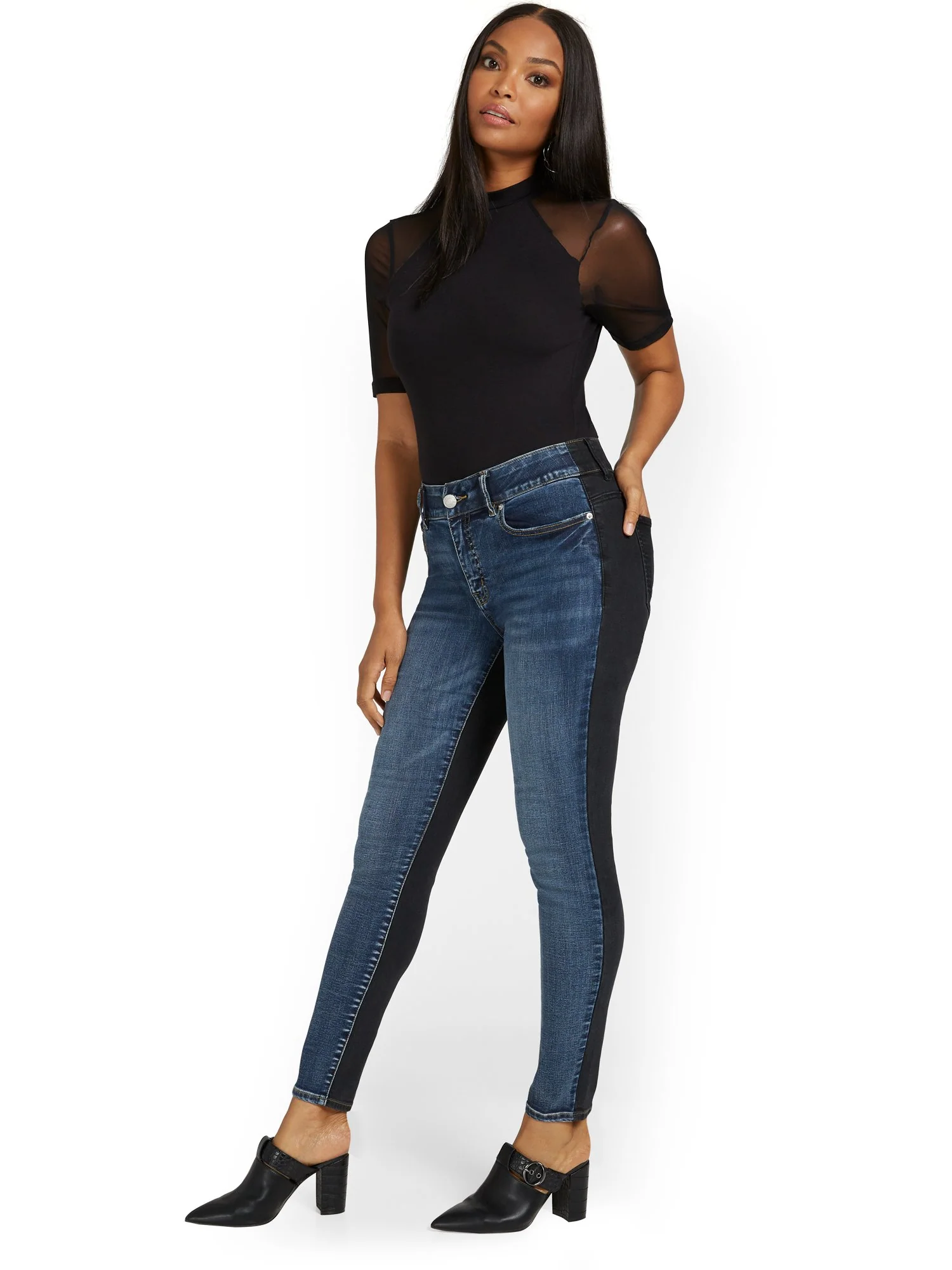 Mya Curvy High-Waisted Super-Skinny Jeans - Colorblock - Image 5