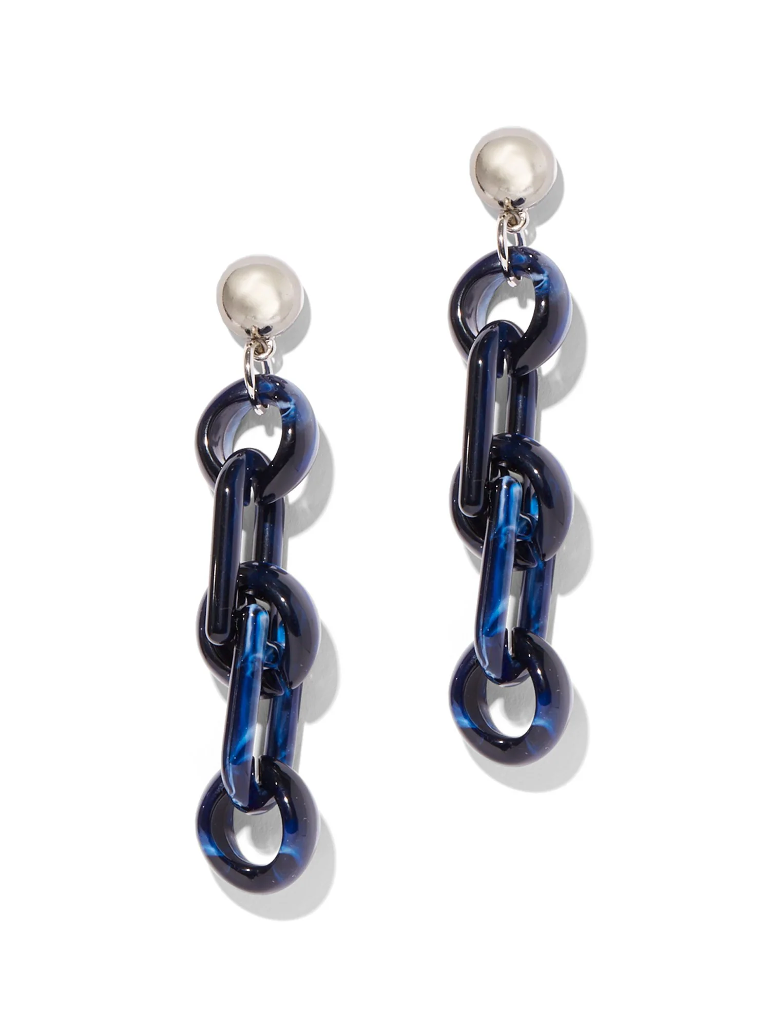 Navy Link Drop Earring