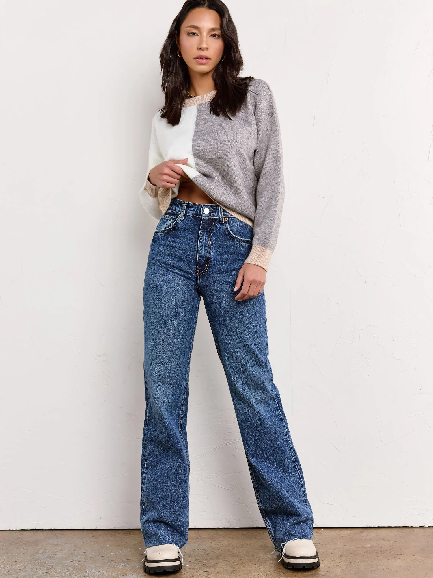 Strut & Bolt Neutral Crewneck Colorblock Pullover - Brands We Love - Image 3