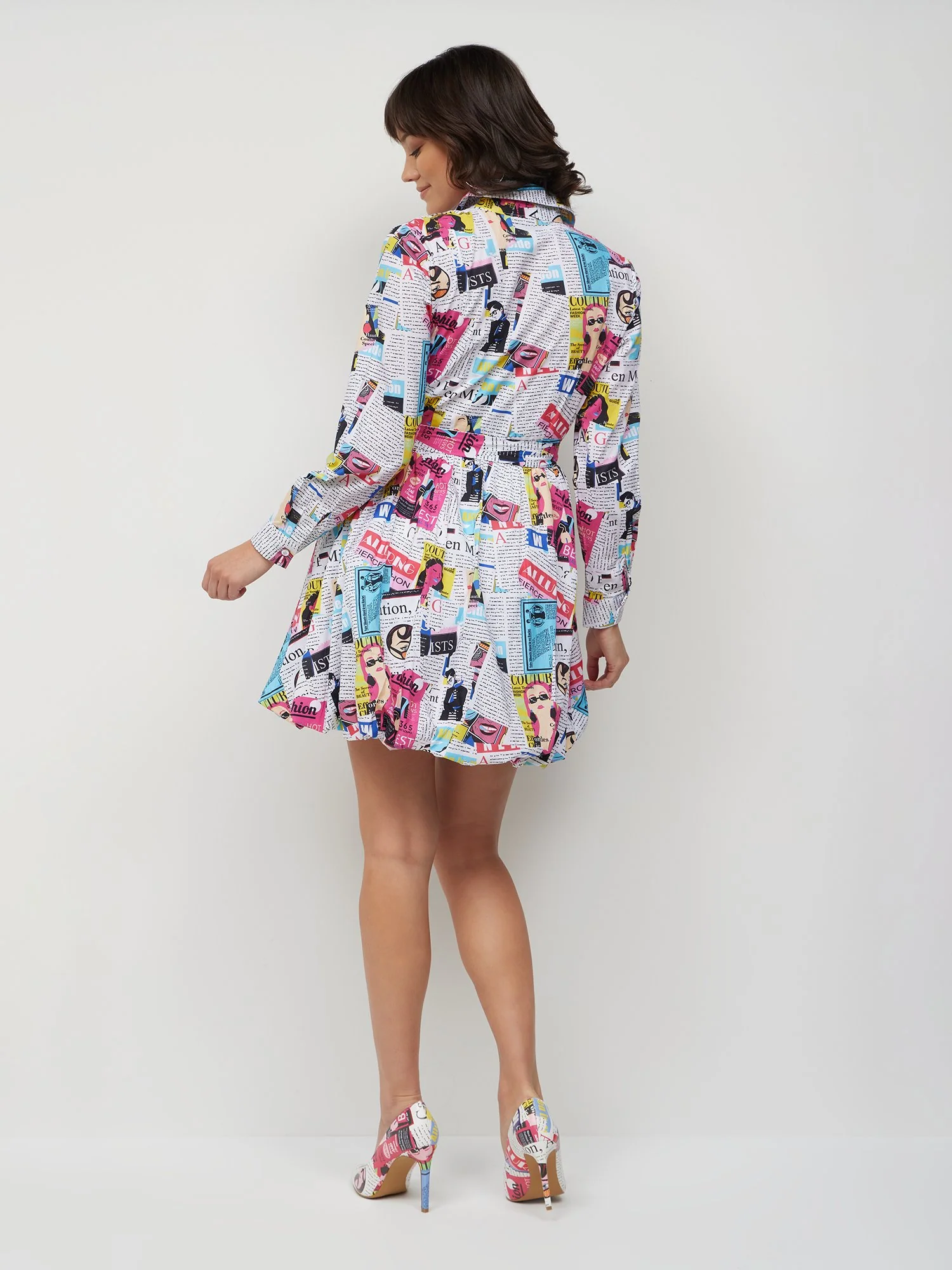 Newspaper-Print Bubble Dress - Image 2
